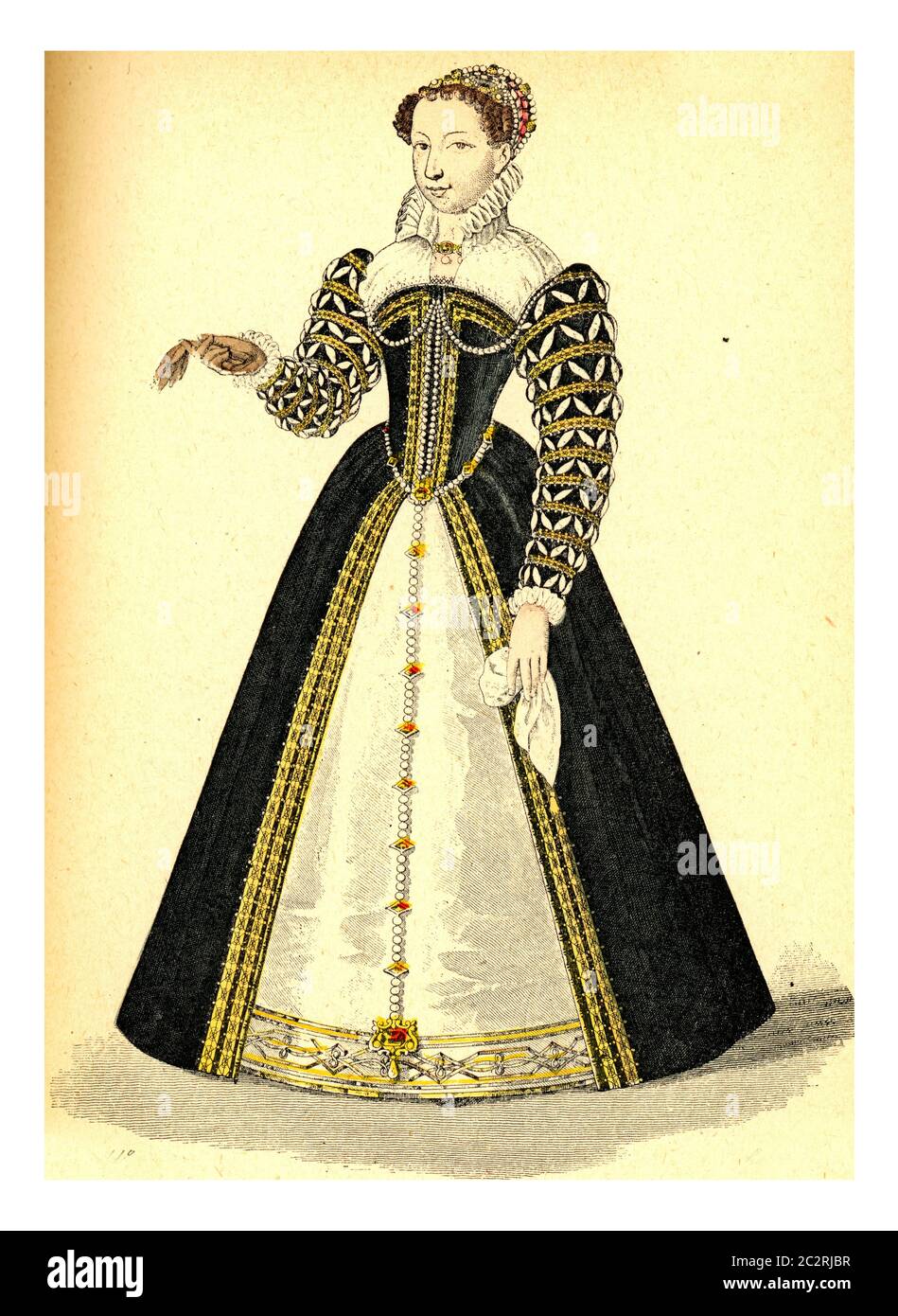 Marguerite von Valois, Illustration mit Weinlese. 12. Bis 18. Jahrhundert Mode nach Image Stockfoto