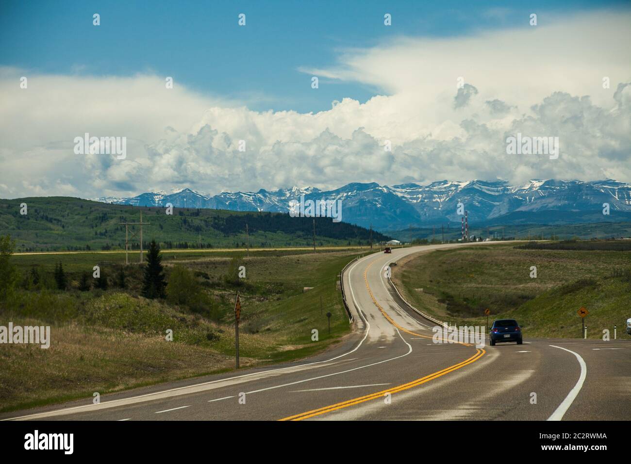 Ein langer Weg in den Rocky Mountains, Alberta, Kanada Stockfoto