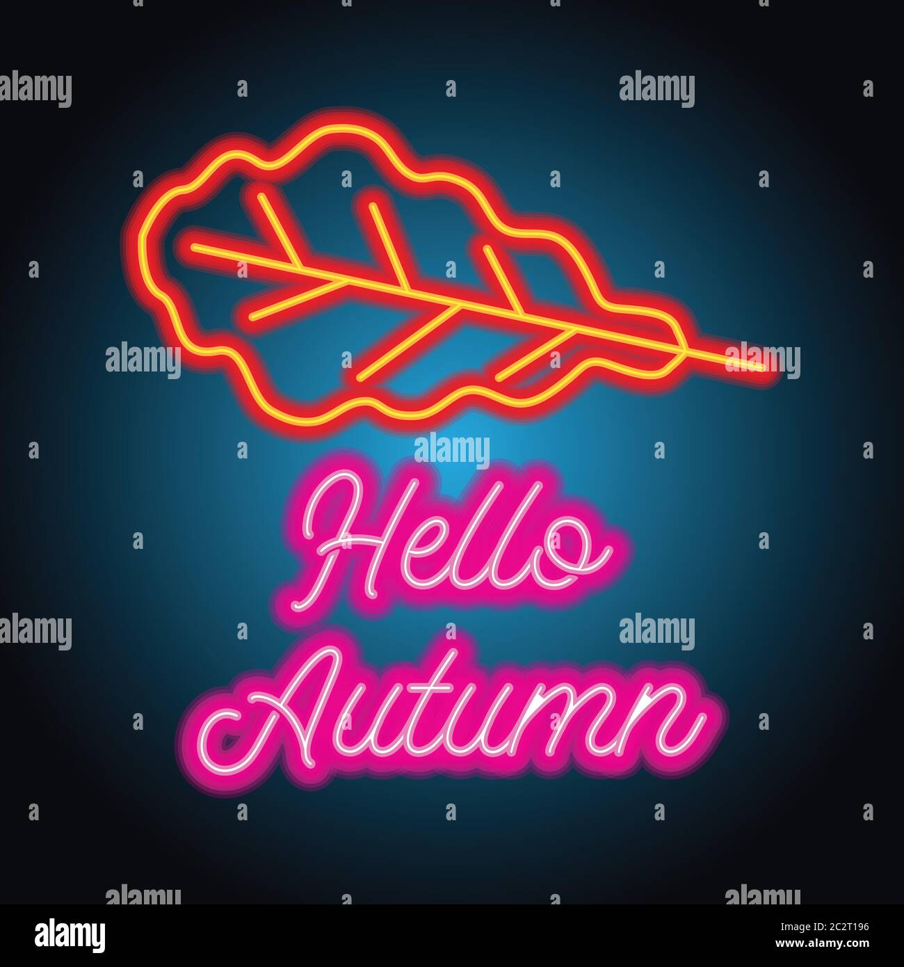 Herbstsaison mit Neonlicht-Effekt. vektor-Illustration Stock Vektor