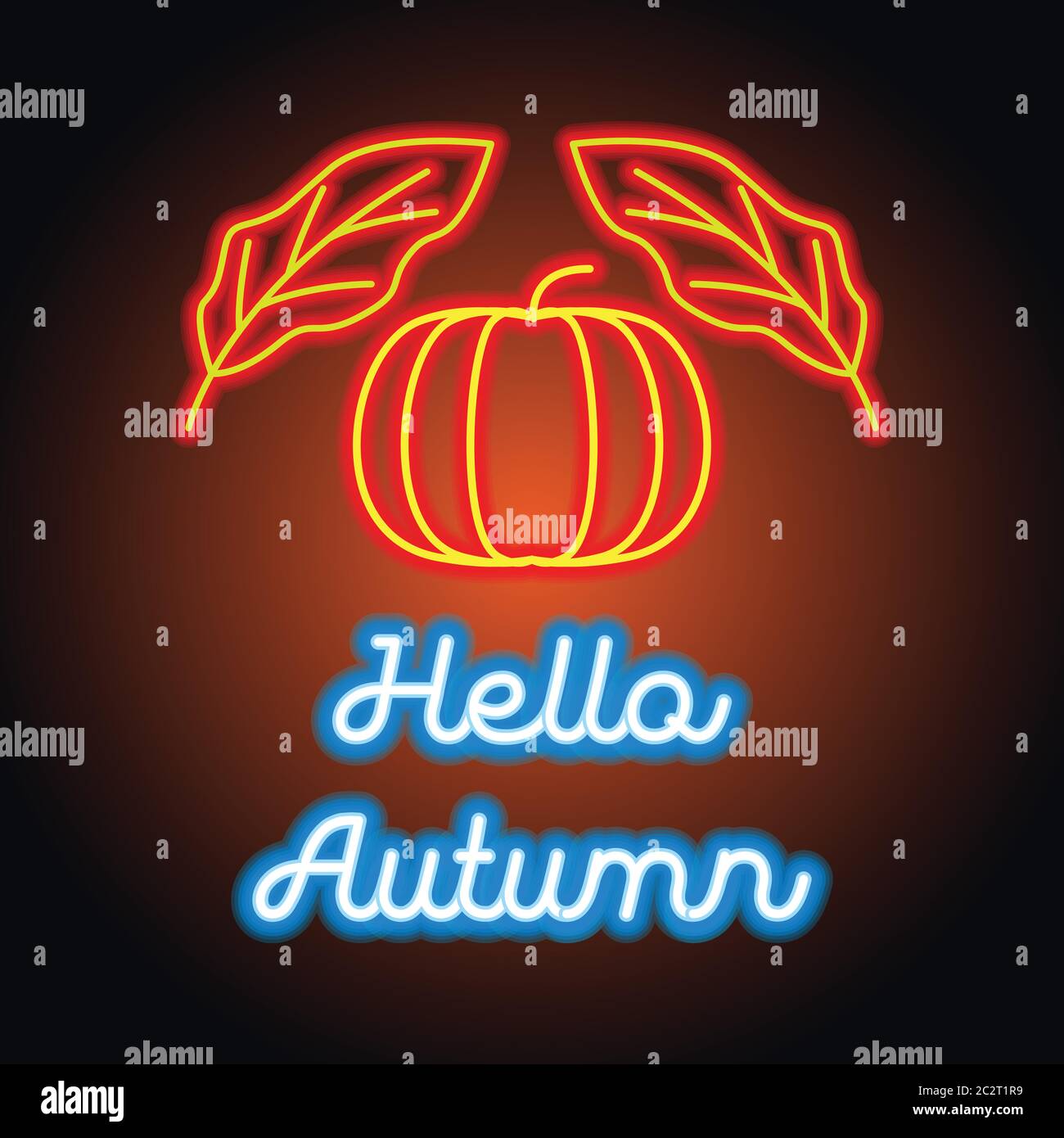 Herbstsaison mit Neonlicht-Effekt. vektor-Illustration Stock Vektor