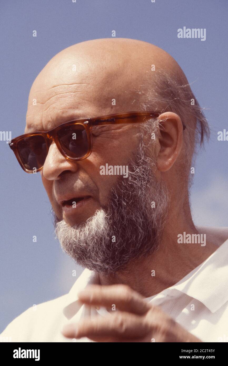 Michael Eavis beim Glastonbury Festival 1999 Stockfoto