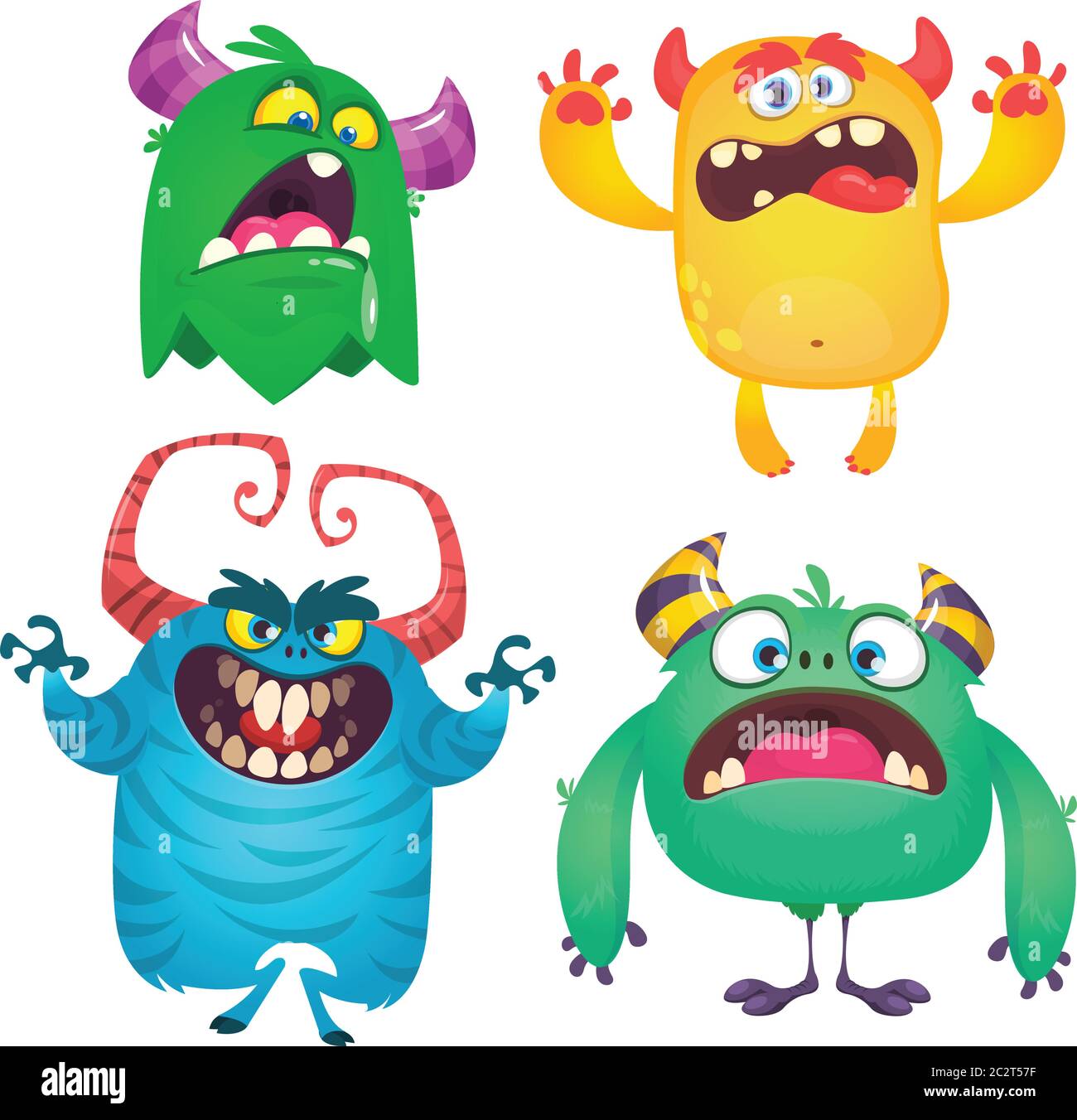 Niedliche Cartoon Monster. Set von Cartoon-Monster: goblin oder Troll, Monster und Alien. Halloween-Design Stock Vektor