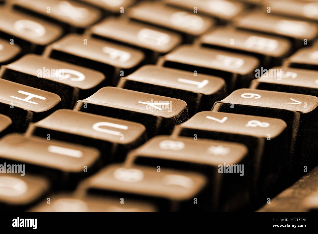 Nahaufnahme der Computer-Tastatur. In Sepia getönt Stockfoto