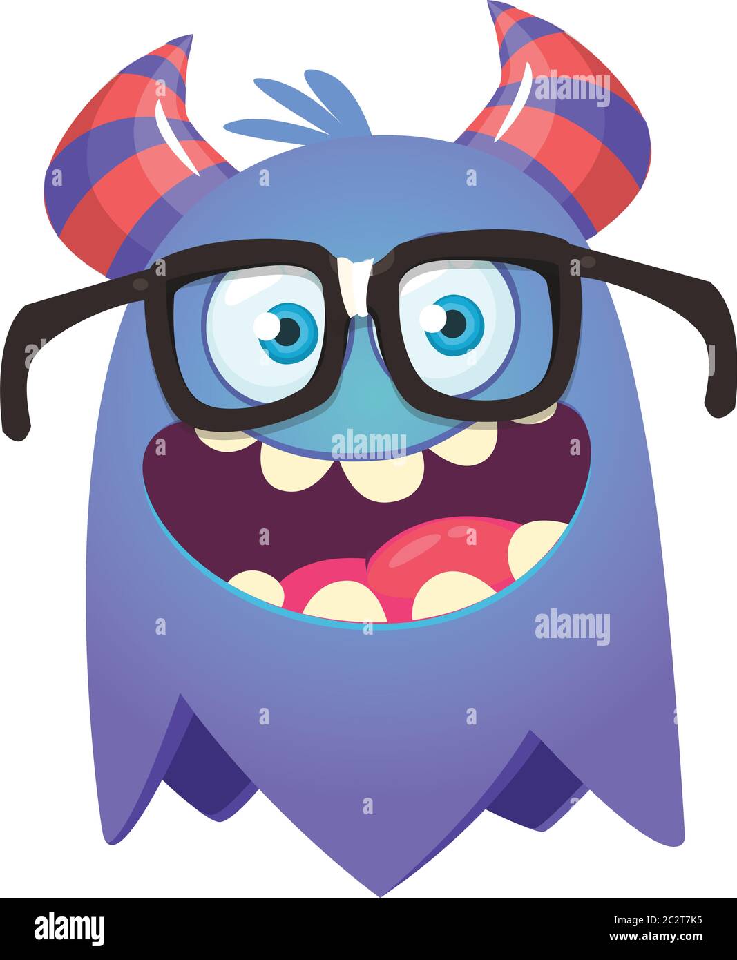 Cartoon lustige Monster tragen Brillen. Illustration von aufgeregt Monster-Design Stock Vektor
