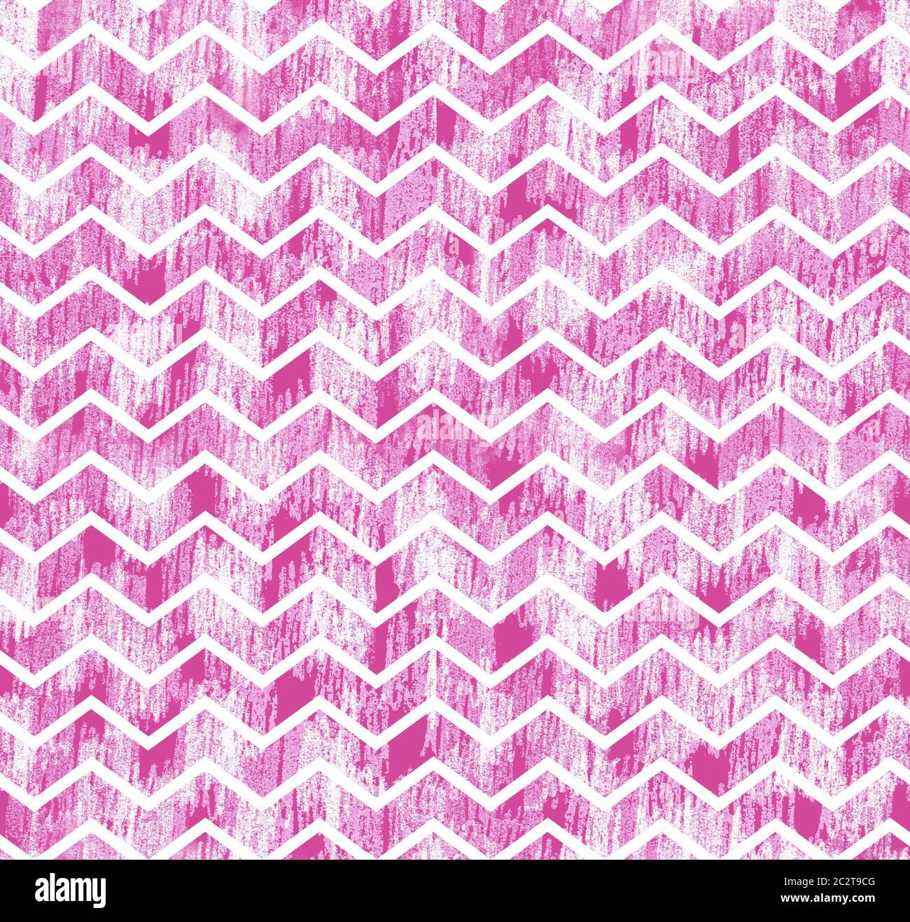 Grunge Zick-Zack-Streifen auf rosa Grunge handgefertigten Hintergrund. Rosa weiße Striche nahtlose Muster für Stoff, Geschenkpapier, Sommer Frühling Hintergrund Stockfoto