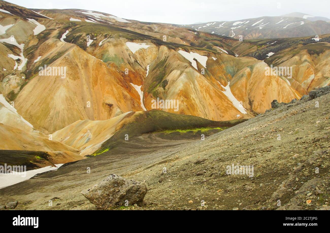 Schöne Berglandschaft, Trekking Landmannalaugar - Hoskuldskali Stockfoto