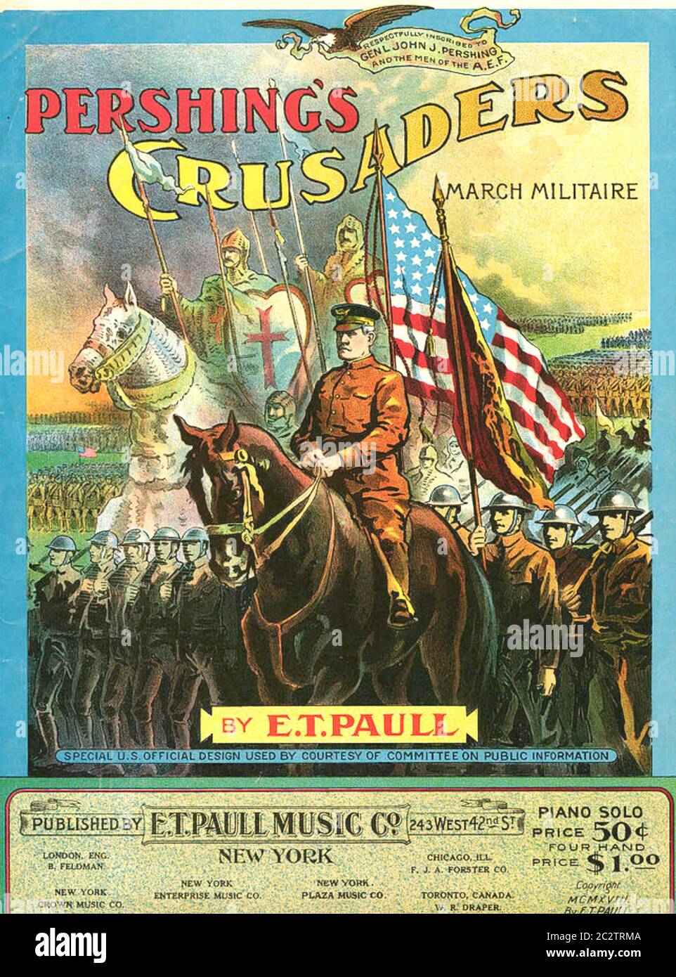 PERSHING'S CRUSADERS Cover von 1918 Noten mit Bildern aus dem gleichnamigen Film Stockfoto