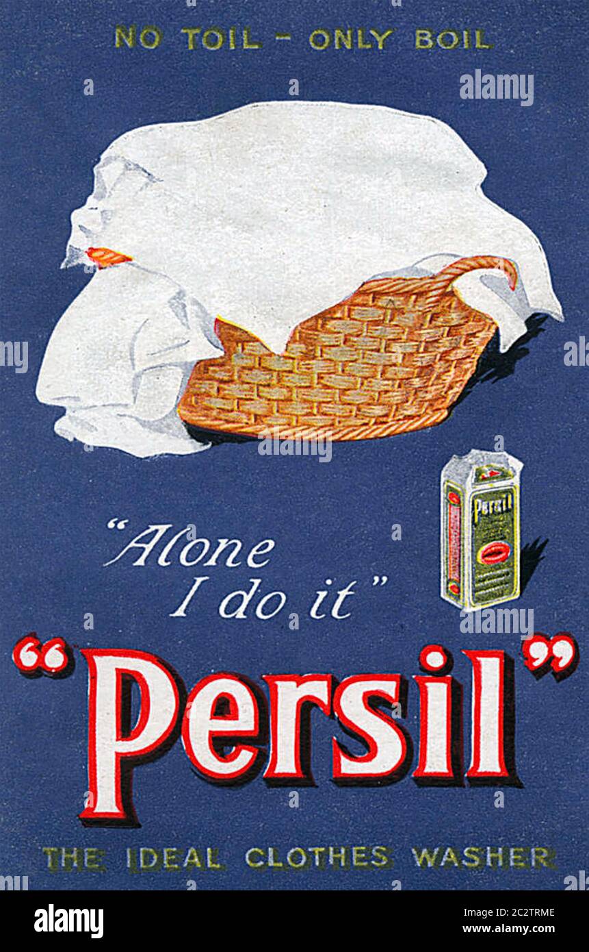 PERSIL EINE Werbung aus den 1920er Jahren für das Waschmittel Stockfoto