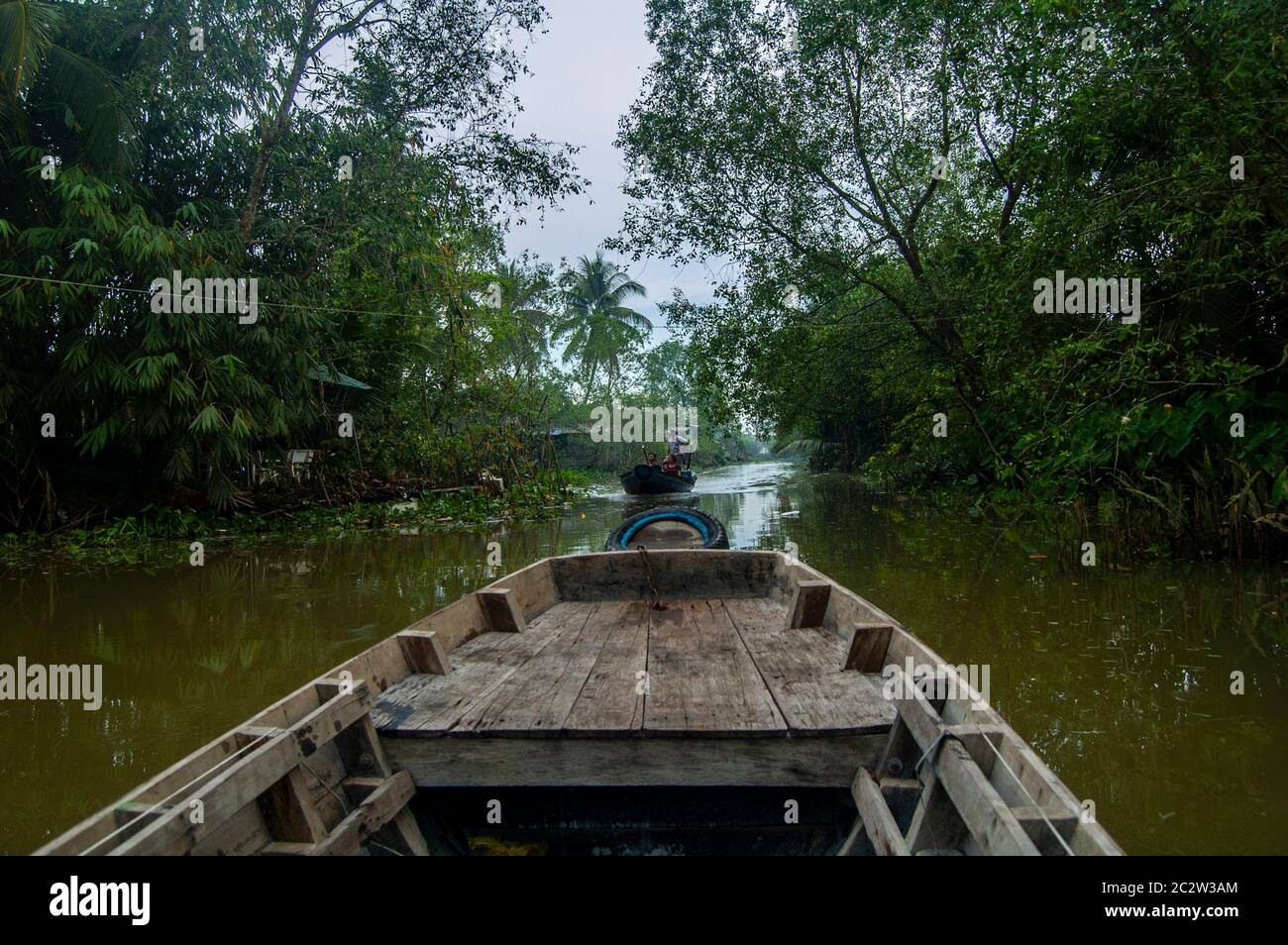 Bootsfahrt auf dem Mekong Delta und zu Cai Rang schwimmenden Märkten, Can Tho, Vietnam Stockfoto