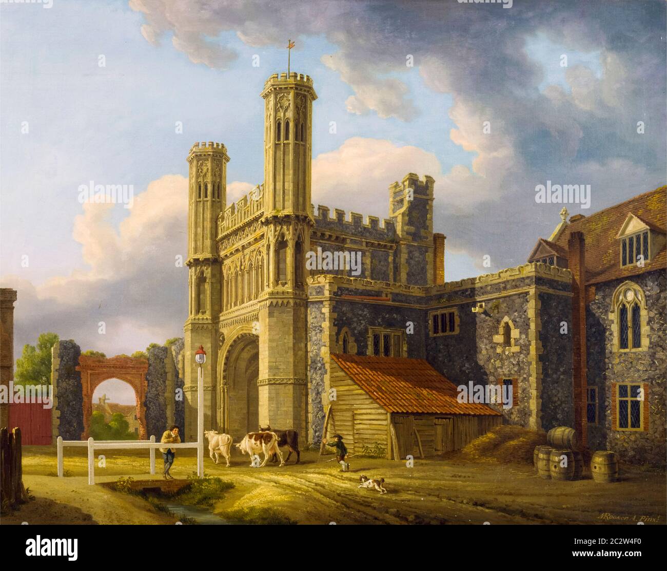 St. Augustine's Gate (Fyndon Gate), Canterbury, Landschaftsmalerei von Michael 'Angelo' Rooker, um 1778 Stockfoto