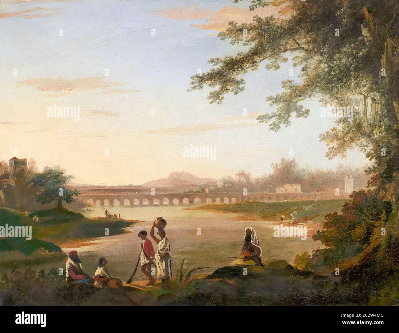 Die Marmelong-Brücke, Landschaftsmalerei von William Hodges, um 1783 Stockfoto
