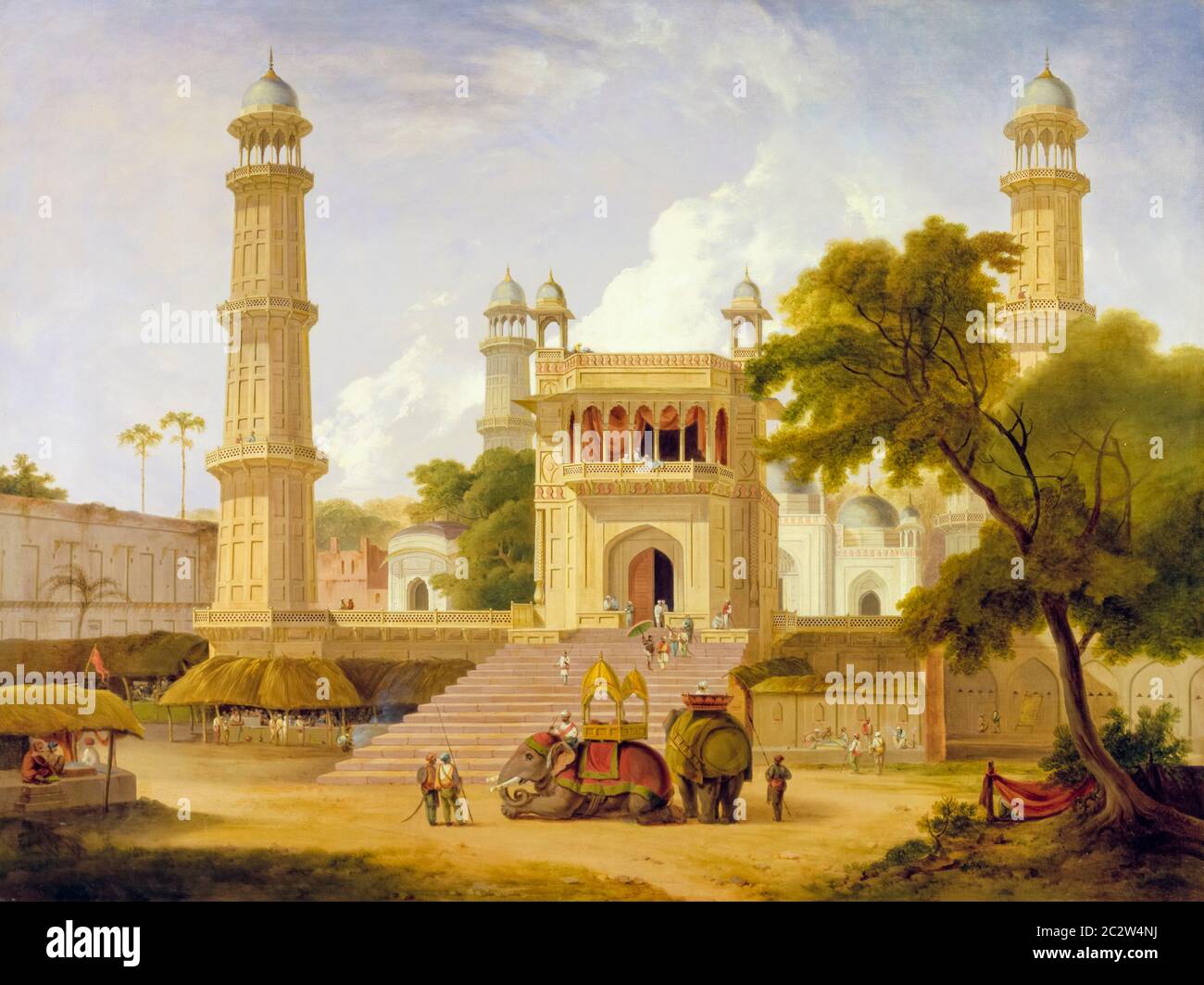 Indischer Tempel, angeblich die Moschee von Abo-ul-Nabi, Muttra, Landschaftsmalerei von Thomas Daniell, 1827 Stockfoto