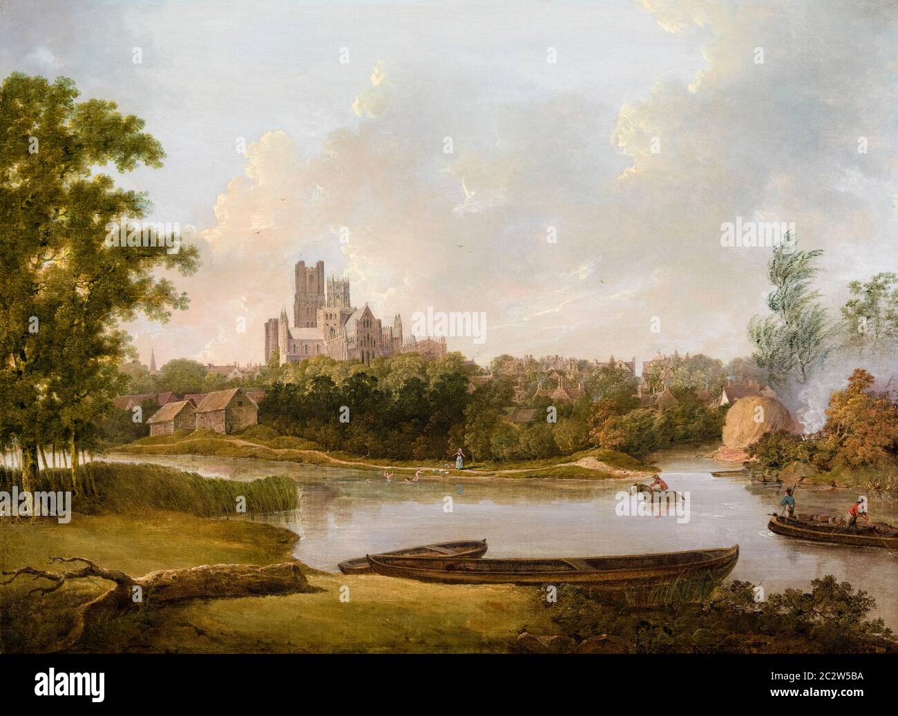 Ely Kathedrale, Landschaftsmalerei von unbekanntem Künstler, um 1800 Stockfoto