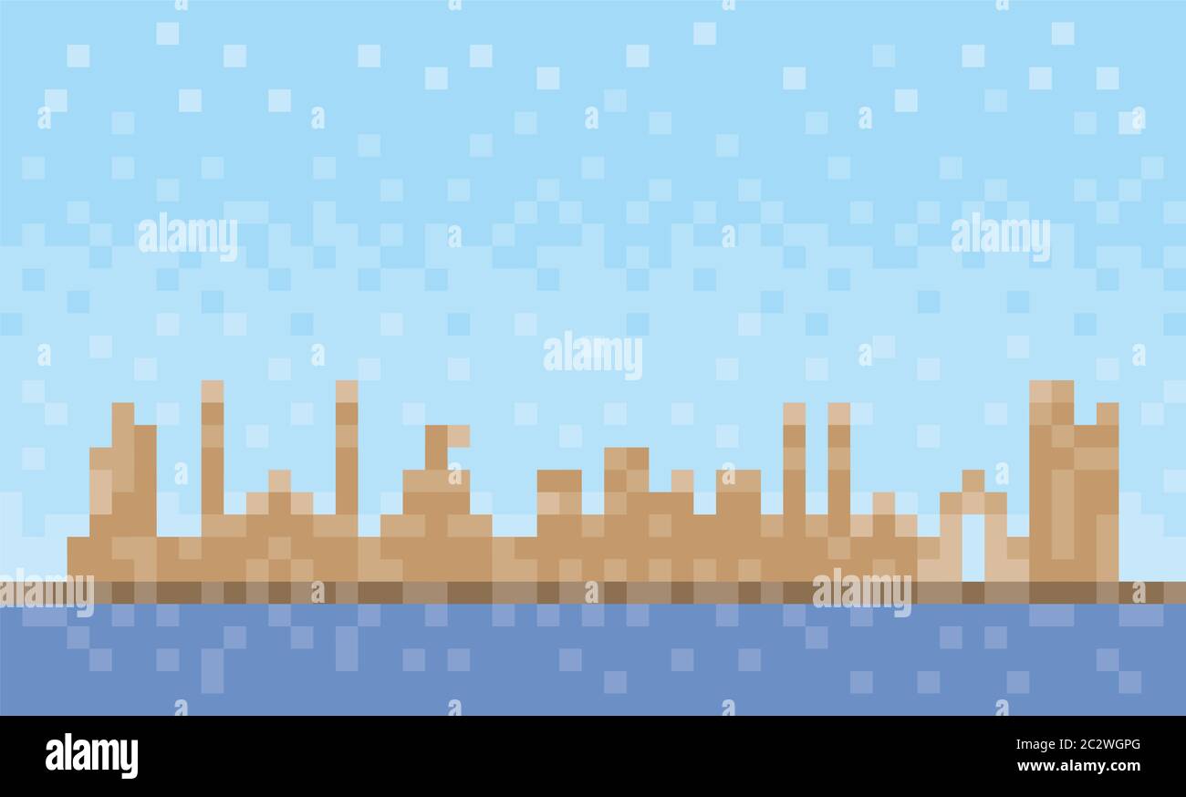Ajman City Skyline, Pixel Art Hintergrund Illustration Stockfoto