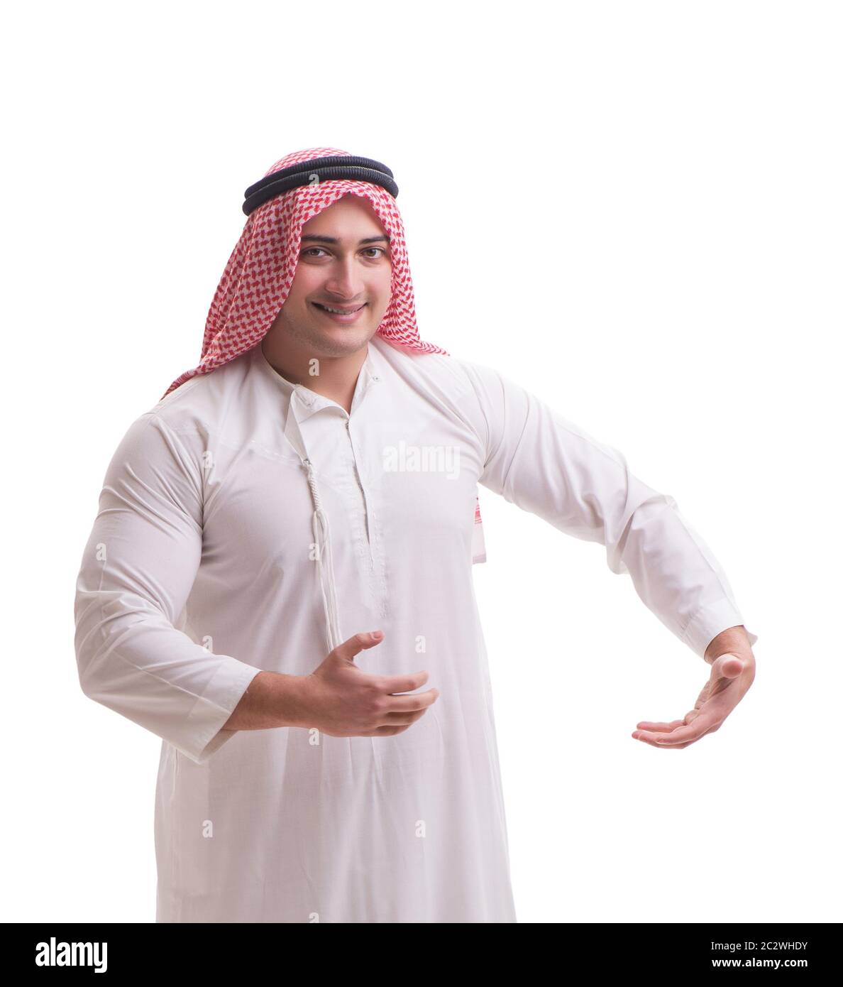 Arabische Geschäftsmann auf weißem Hintergrund Stockfoto