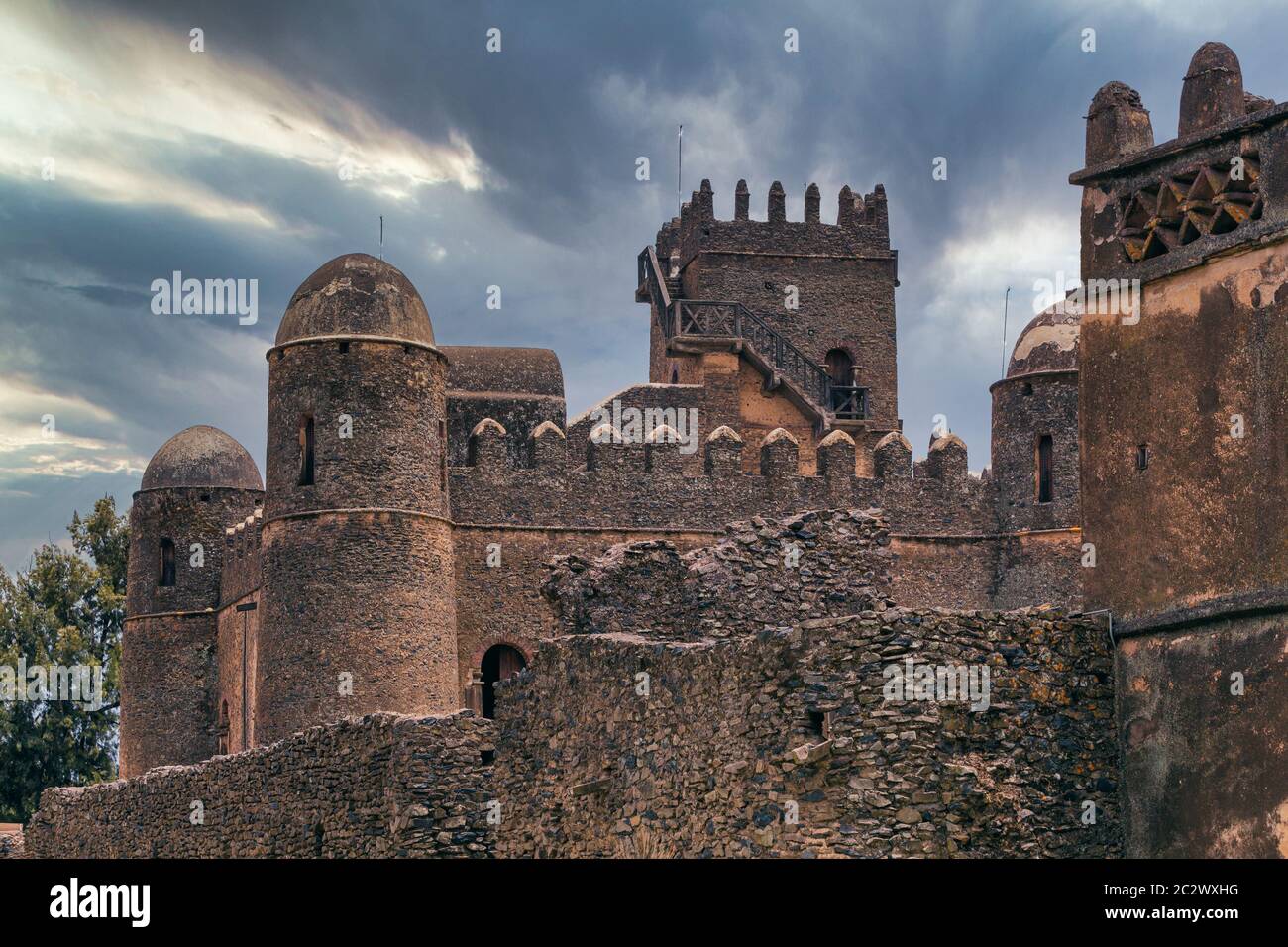 Fasil Ghebbi, königliche Festung - Stadt in Gondar, Äthiopien. Von Kaiser Fasilides gegründet. Imperial Palace schloss Komplex heißt Camelot Afrikas. U Stockfoto