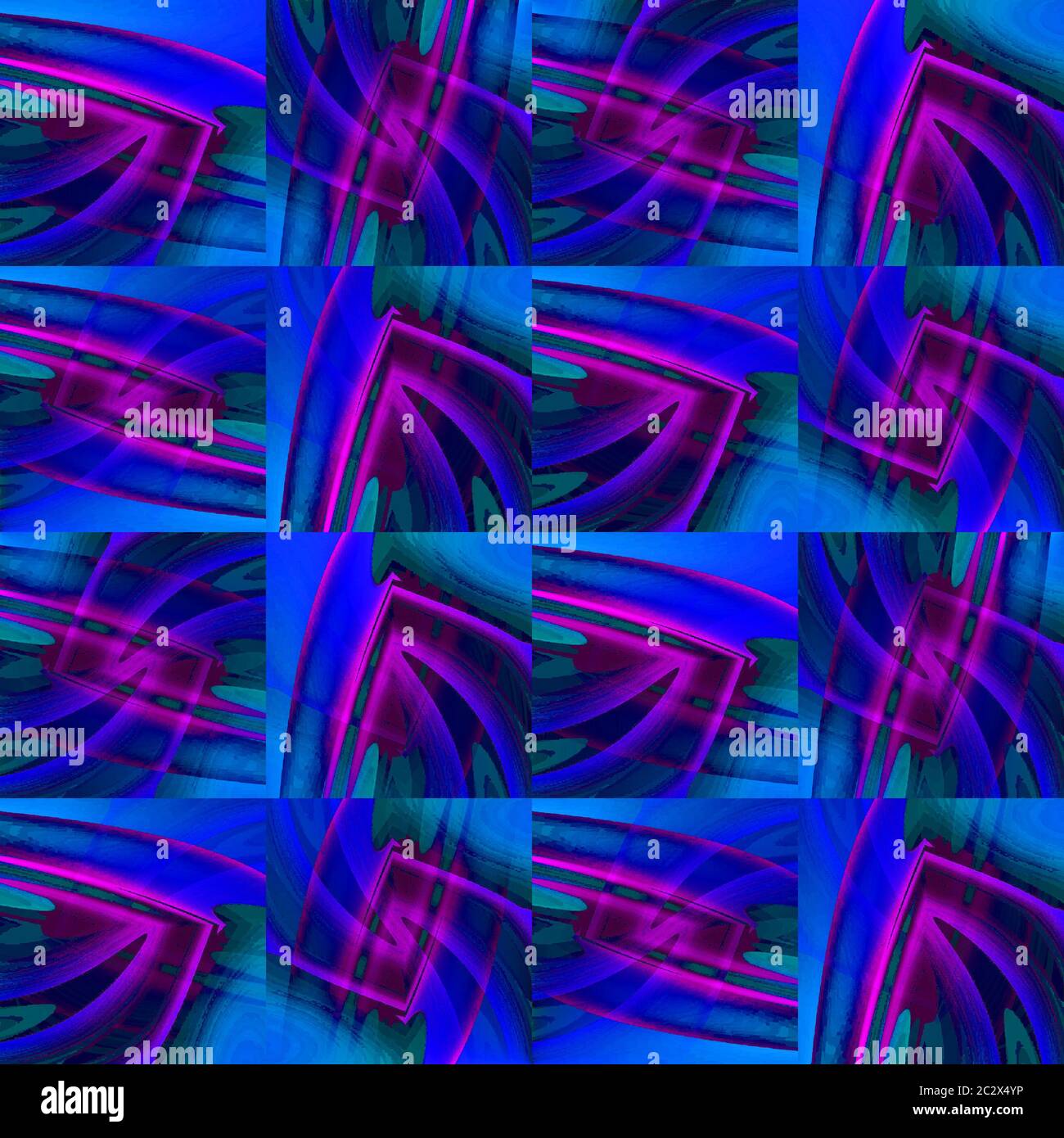 Komplizierte Quadrate Muster blau violett lila grün verschoben Stockfoto