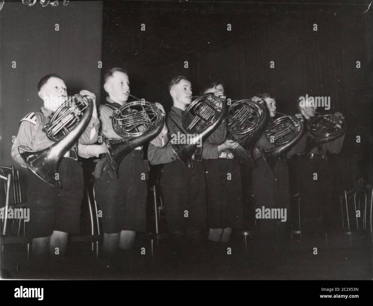 HJ Blaskapelle Heinrich Hoffmann fotografiert 1933 Adolf Hitlers offizieller Fotograf und ein Nazi-Politiker und Verleger, der Mitglied des intimen Hitlerkreises war. Stockfoto