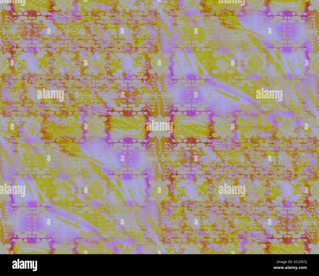 Komplizierte Ellipsen-Muster lila-gelb-grün und orange diagonal Stockfoto