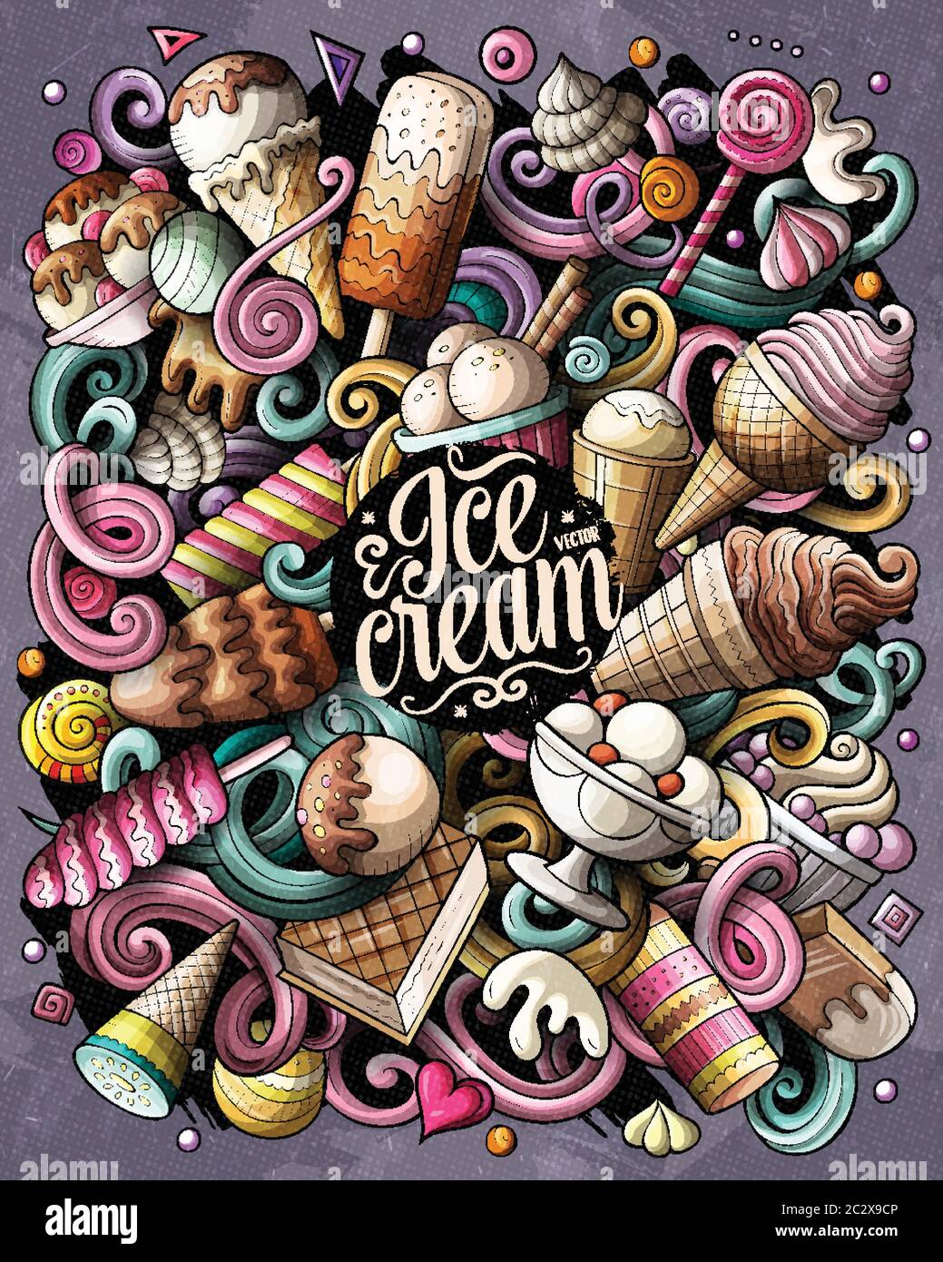 Eis handgezeichnete Vektor-Doodles Illustration. Stock Vektor