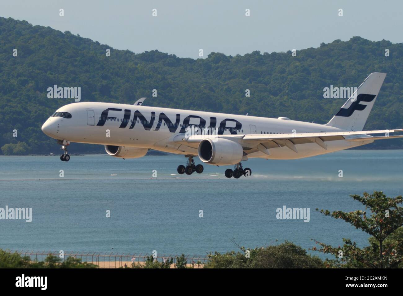 Finnair Airbus-Landung Stockfoto