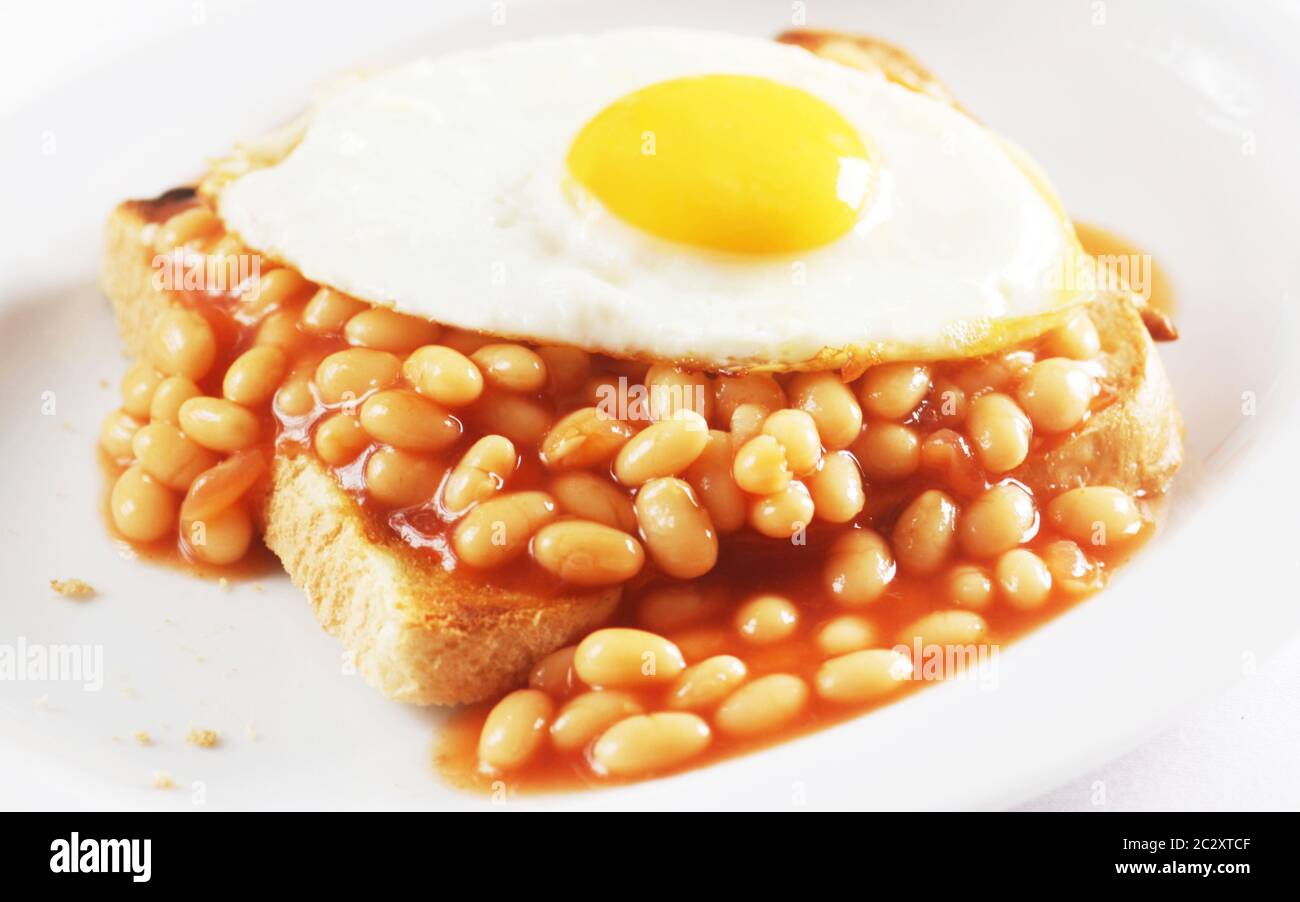 Bohnen auf Toast Stockfoto