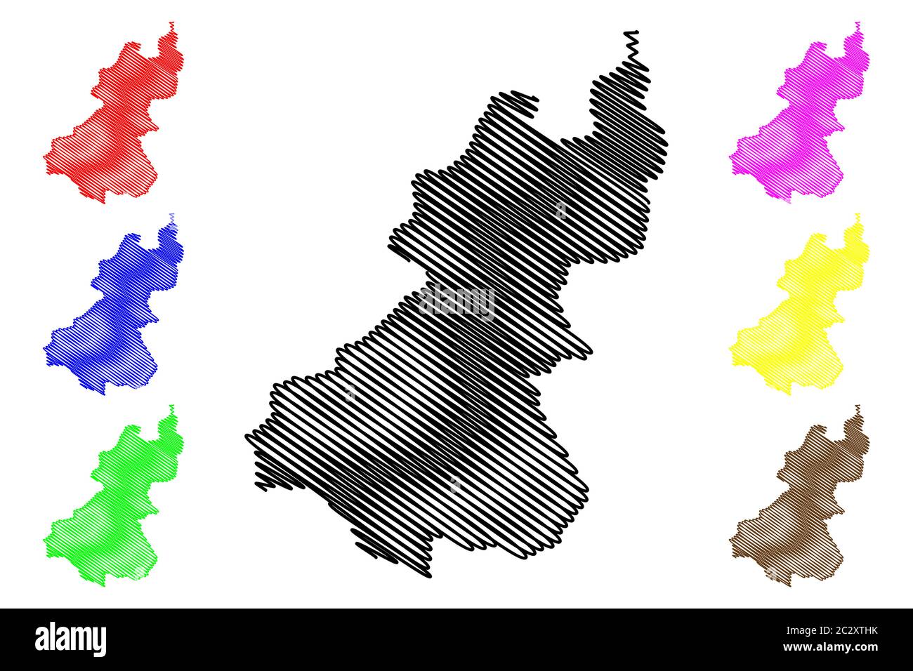 Wangdue Phodrang District (Distrikte von Bhutan, Königreich Bhutan) Karte Vektor-Illustration, Skizze Wangdue Phodrang Karte Stock Vektor