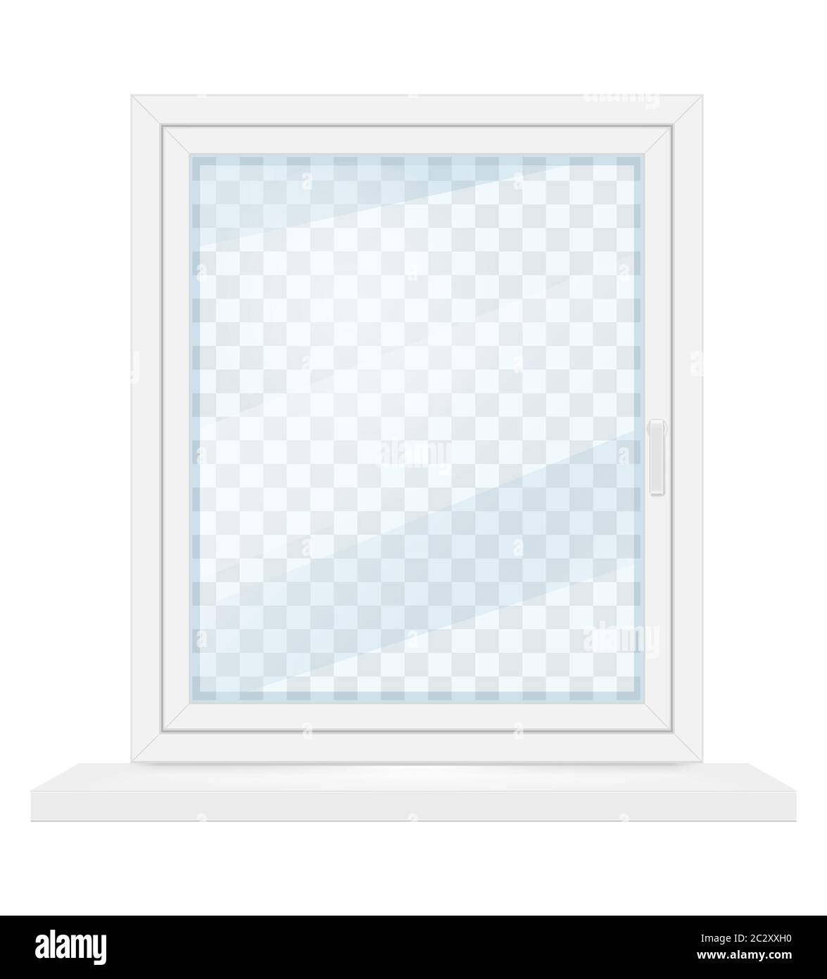 Weißes transparentes Kunststofffenster mit Fensterbank Vektor-Illustration isoliert auf Hintergrund Stock Vektor
