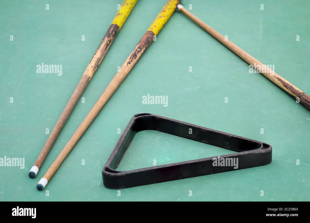 Billard, Billardtisch, Details zum Billardtisch Stockfoto