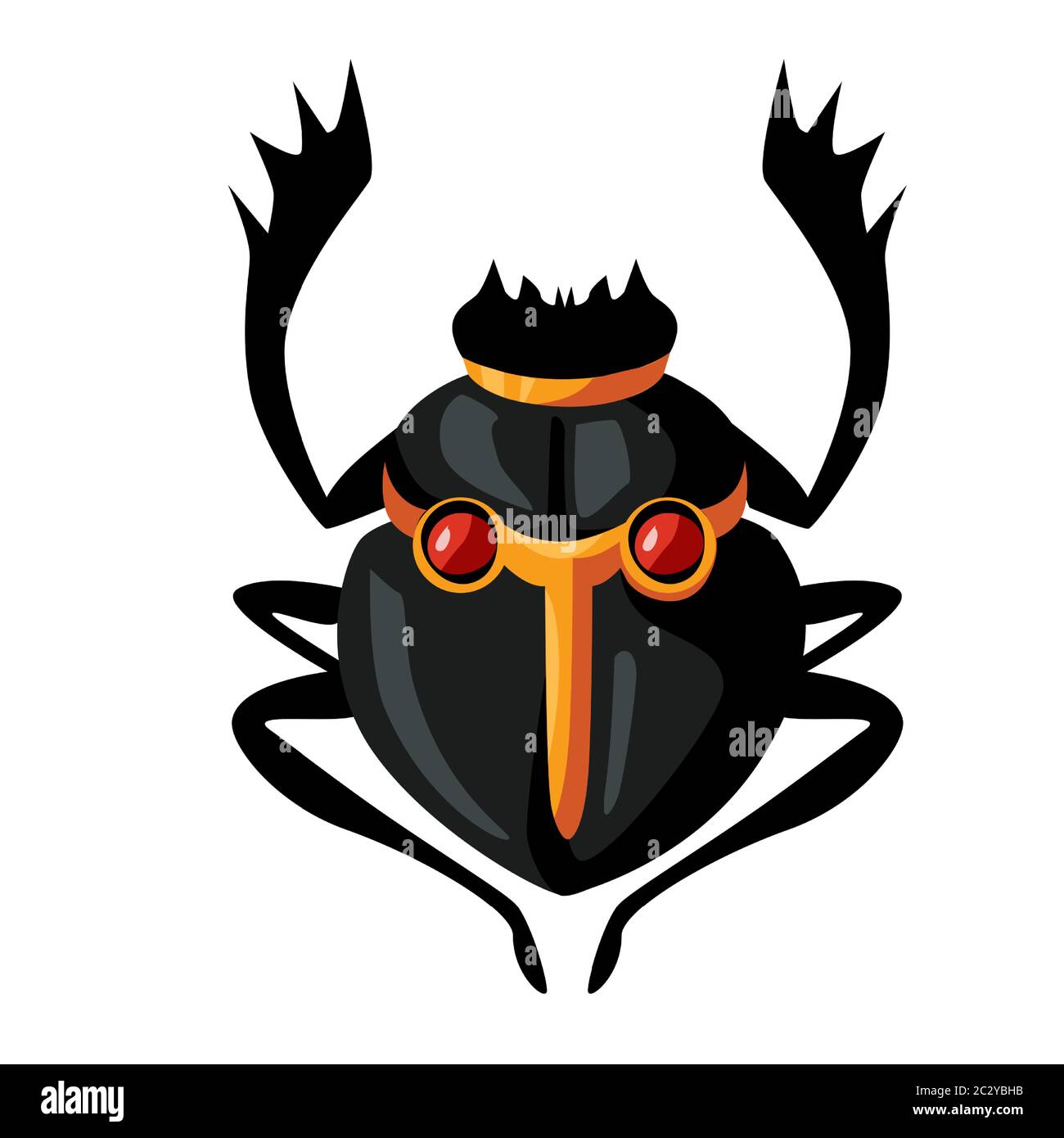 Alte Ägypten Skarabäus Käfer Cartoon Vektor. Ägyptische Kultur Religiöses Symbol, schwarze Insektenfigur, Verkörperung des aufgehenden oder Morgensonne-gottes Khepri Stock Vektor