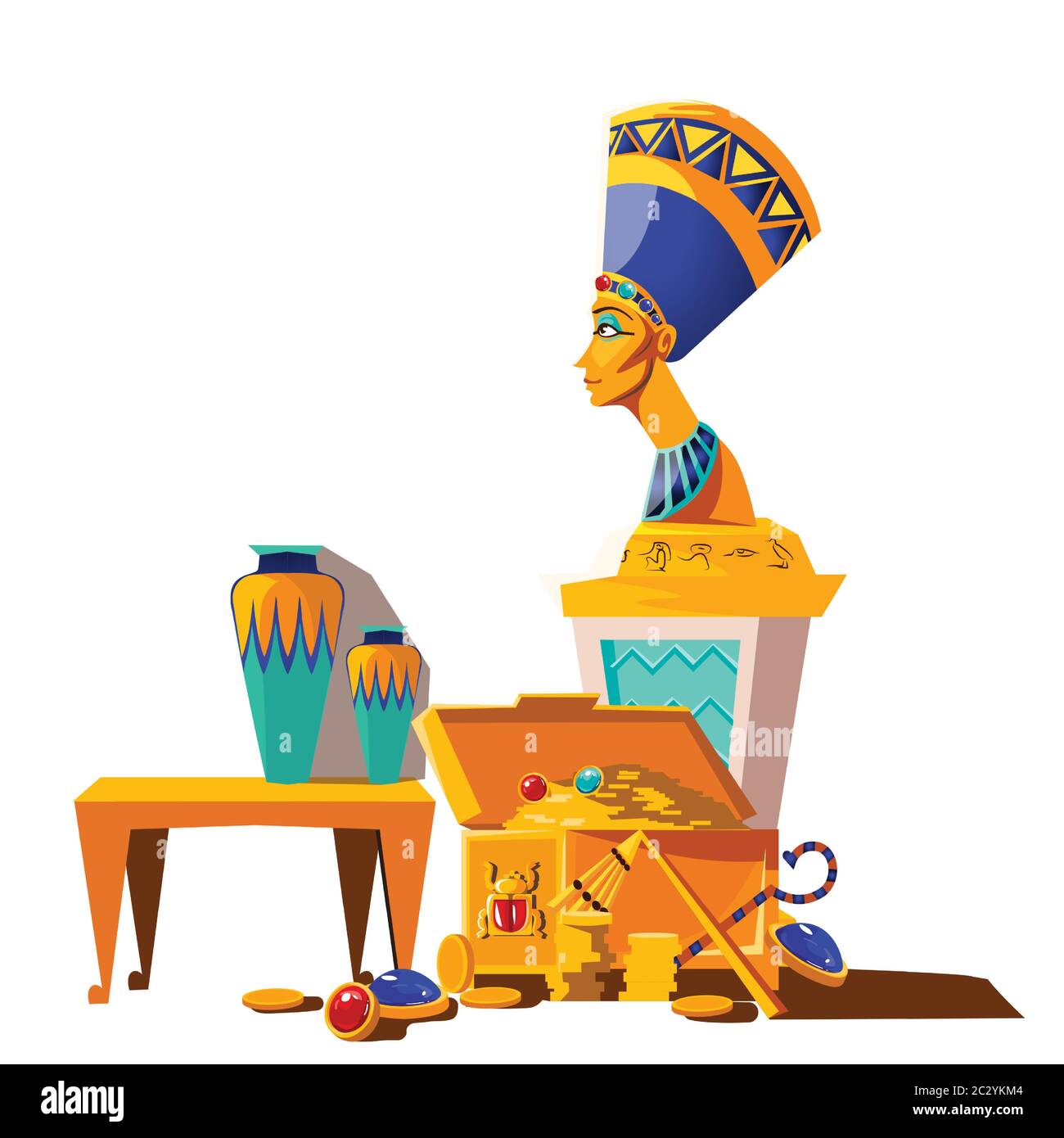 Alte Ägypten Vektor Cartoon-Set. Ägyptische Kultur Symbole Sammlung