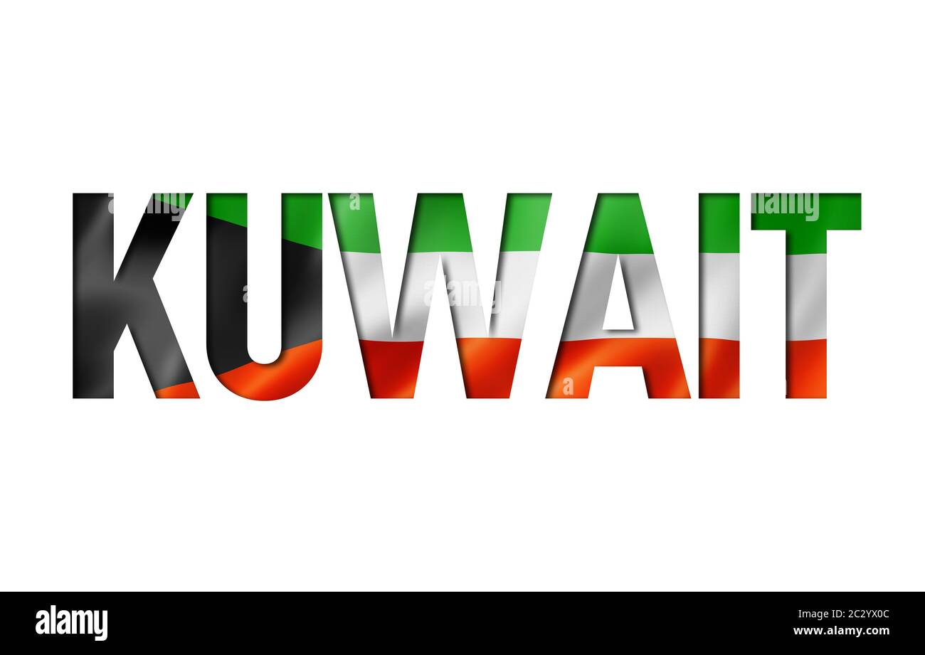 Kuwaitische Flagge Text Font. Kuwait Symbol Hintergrund Stockfoto