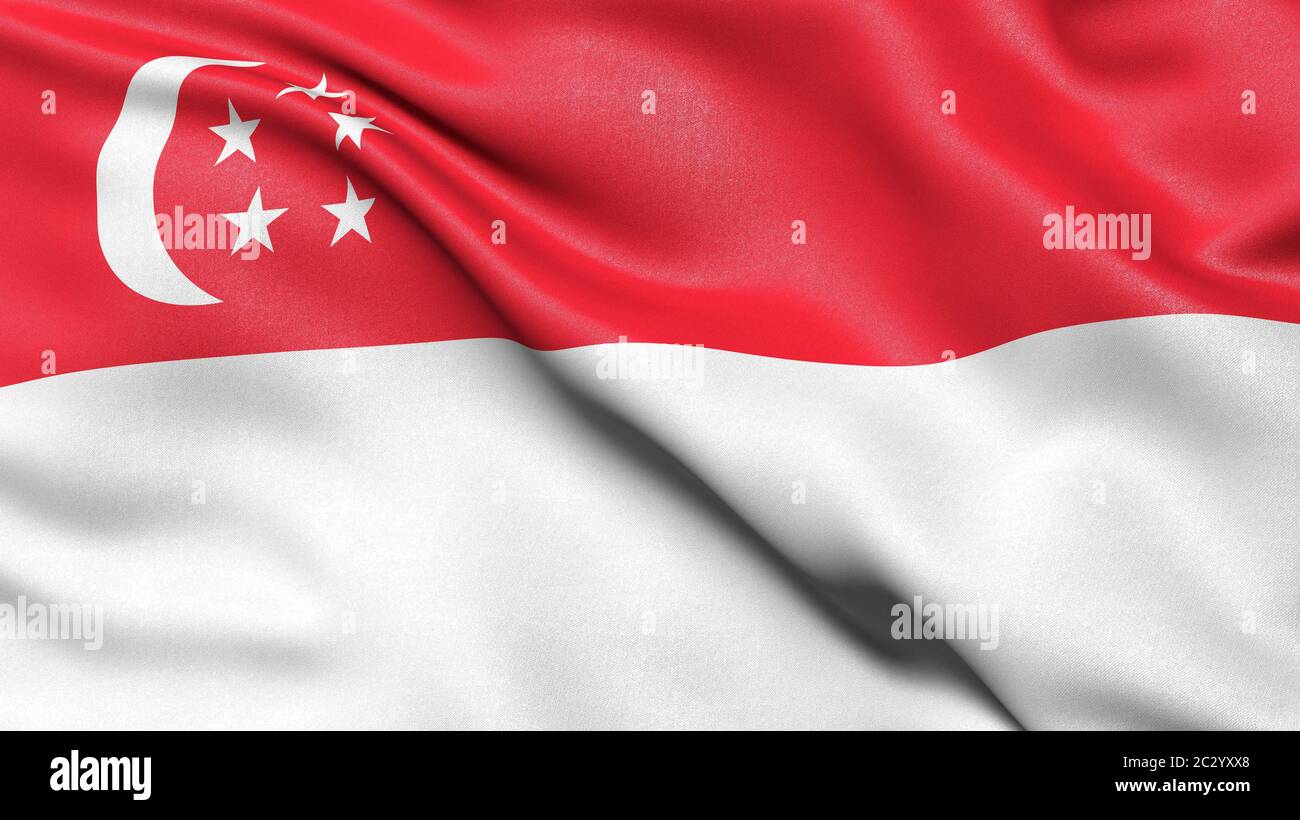 Flagge Singapurs, 3-D-Abbildung Stockfoto