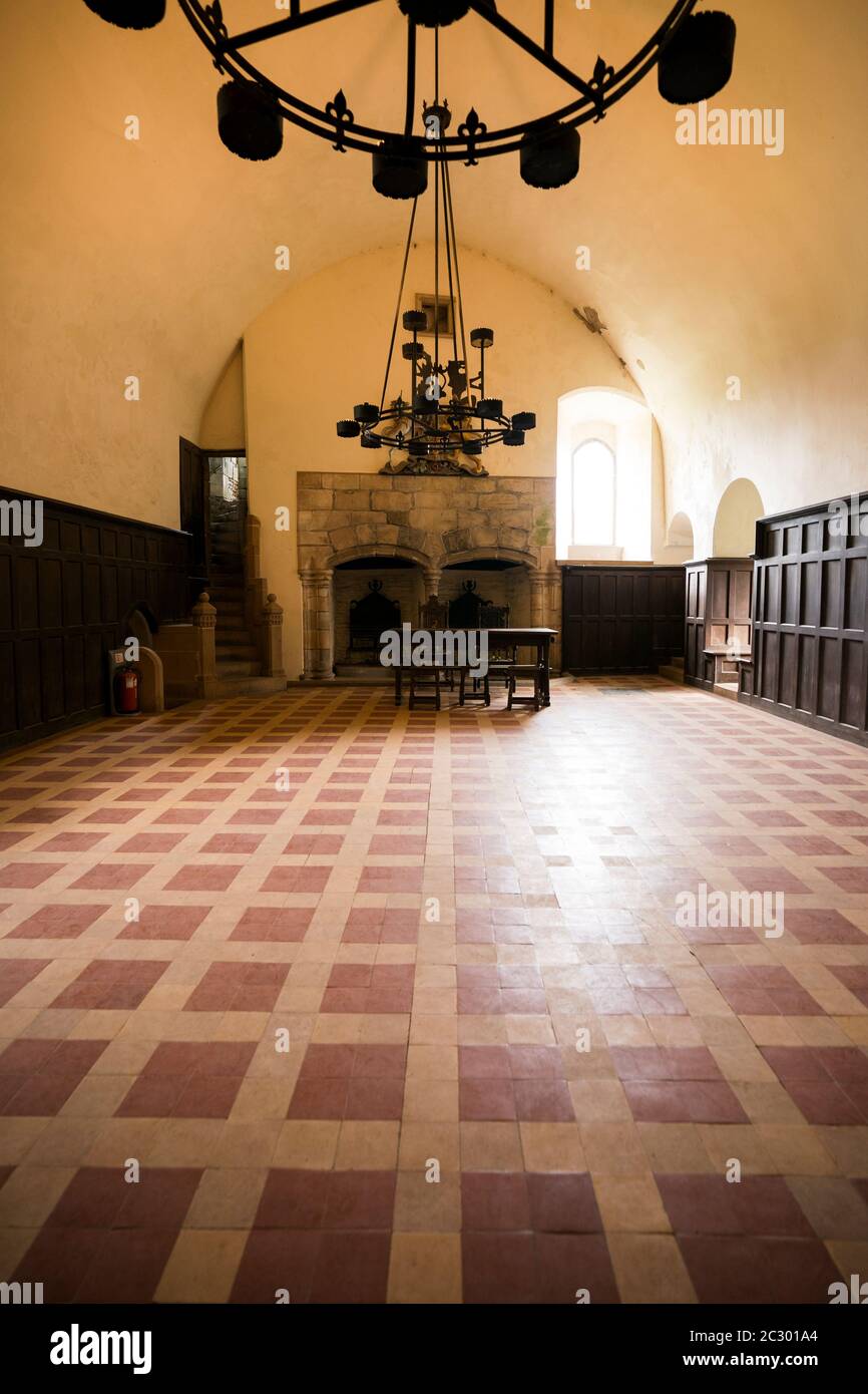 Great Hall Restaurant und Festsaal in Doune Castle, Stirling, Schottland, Großbritannien, Europa Stockfoto