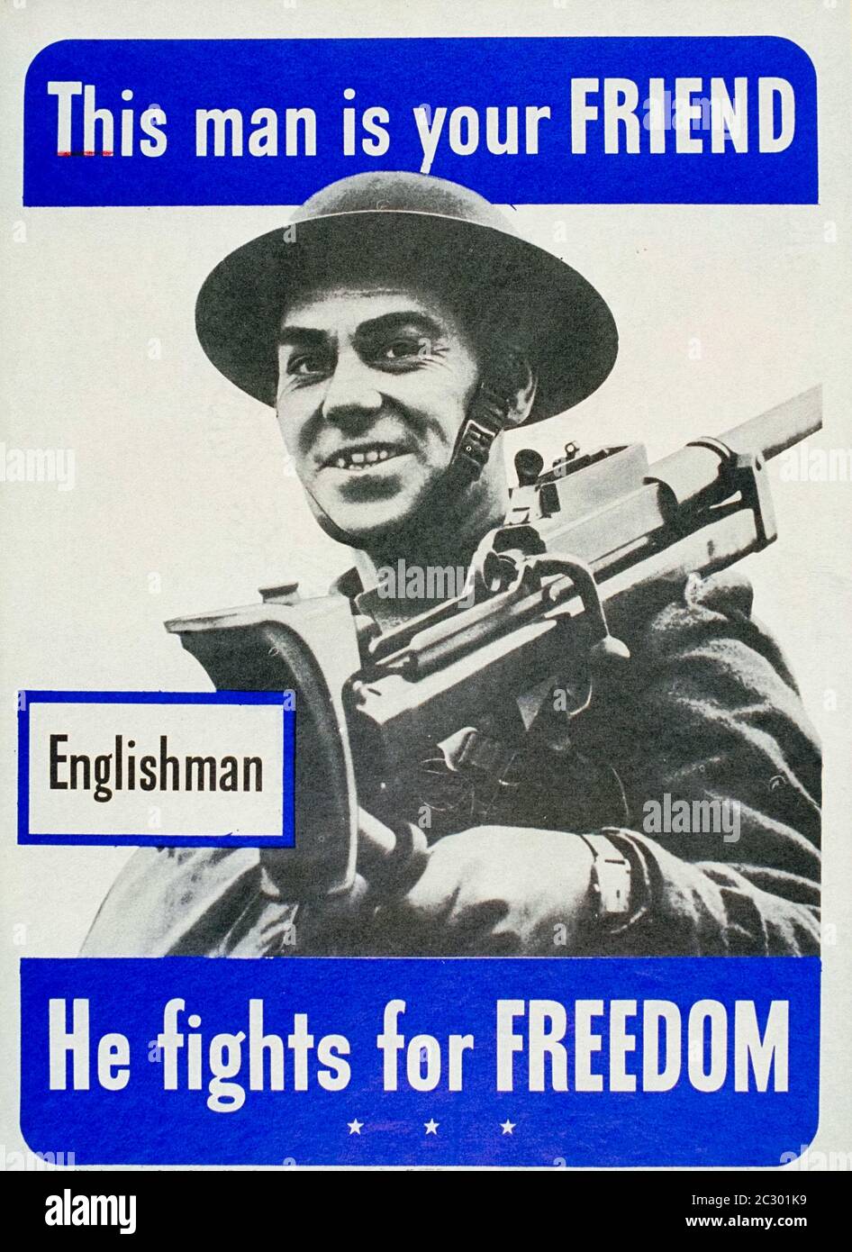 Dieser Mann ist dein Freund Engländer Poster. Propaganda Poster - der zweite Weltkrieg Stockfoto