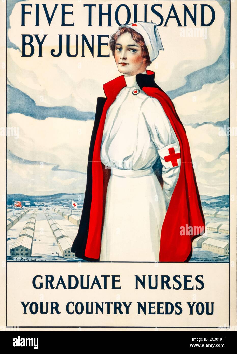 Poster zur Anwerbung von Krankenschwestern während des 2. weltkrieges. USA. Stockfoto