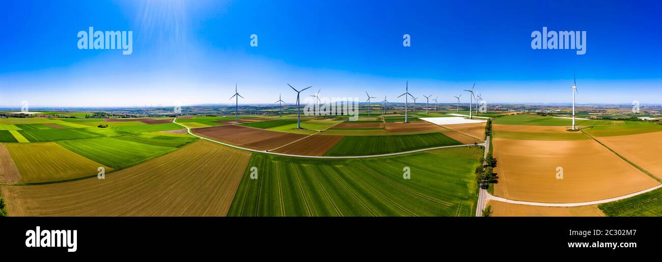 Luftbild, Windpark, Windkraftanlagen, erneuerbare Energie durch Wind, Gabsheim. Rheinland-Pfalz, Deutschland Stockfoto