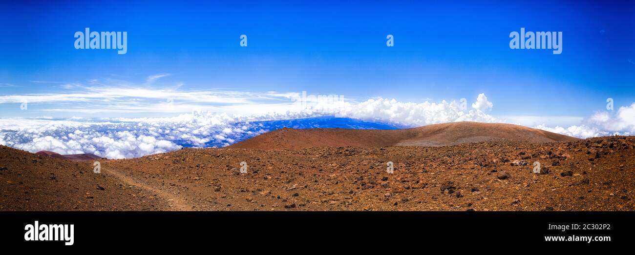Blick auf Mauna Loa vom Mauna Kea, Hawaii Inseln, USA Stockfoto