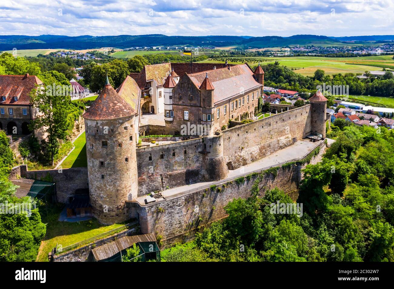 Luftaufnahme von Schloss Stettenfels, Untergruppenbach, Baden-Württemberg, Deutschland Stockfoto