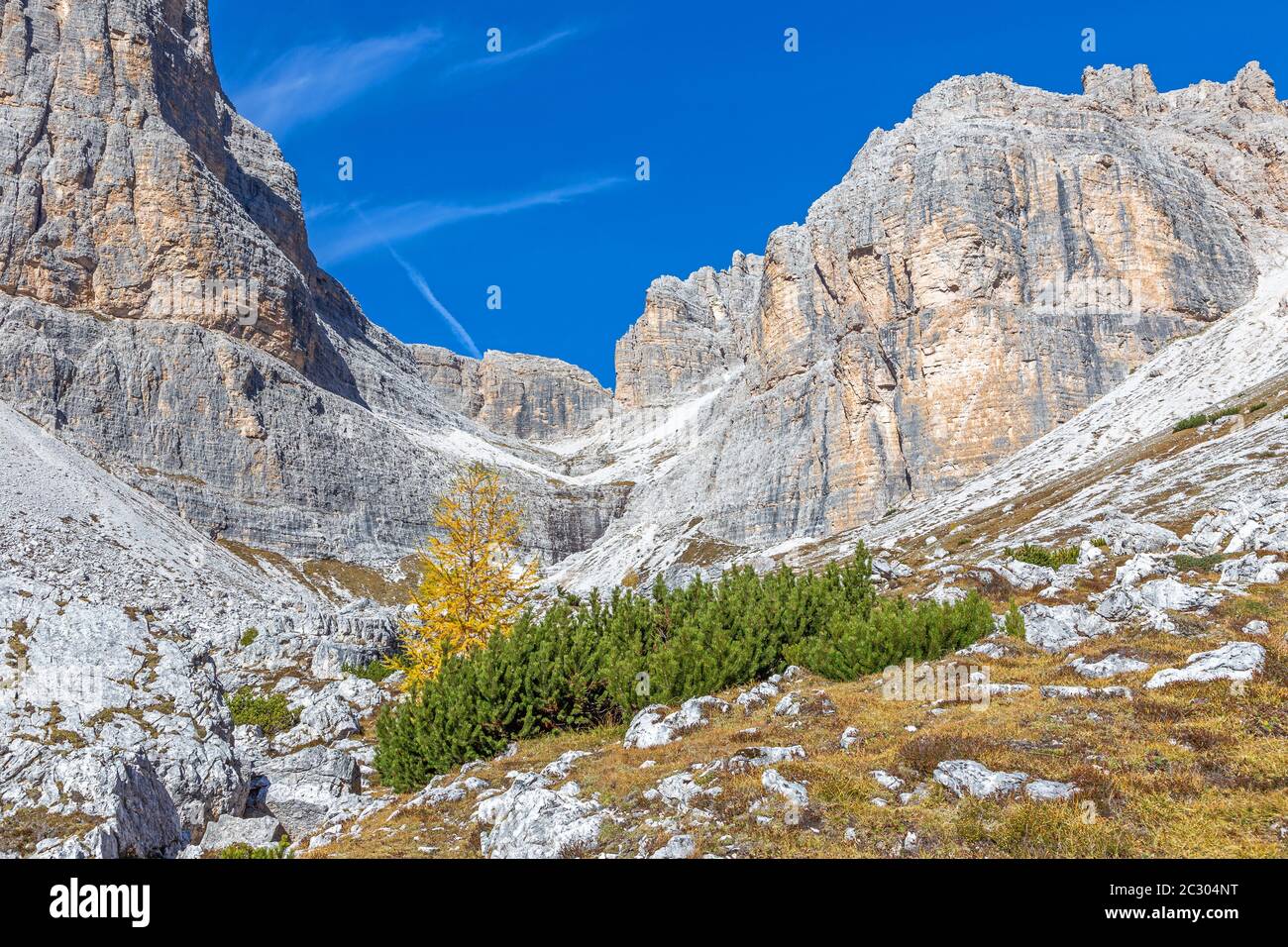 An der östlichen Seite des Paternkofel-Gebirges, der Dolden, in Südtirol Stockfoto