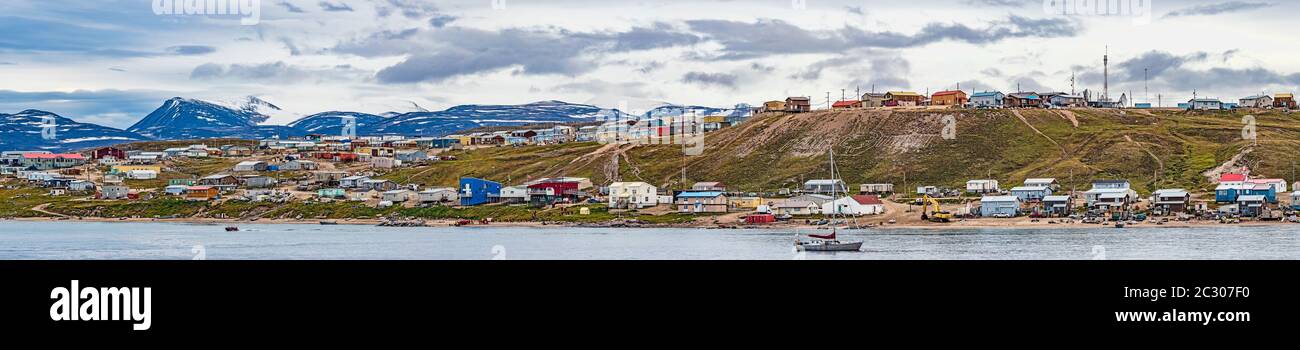 Dorf von Pond Inlet, Nunavut, Nord-Kanada Stockfoto