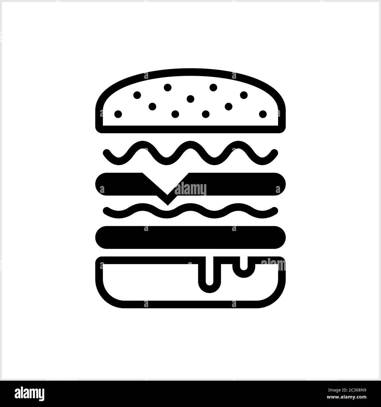 Burger Icon, Fast Food Burger Vektor Art Illustration Stock Vektor