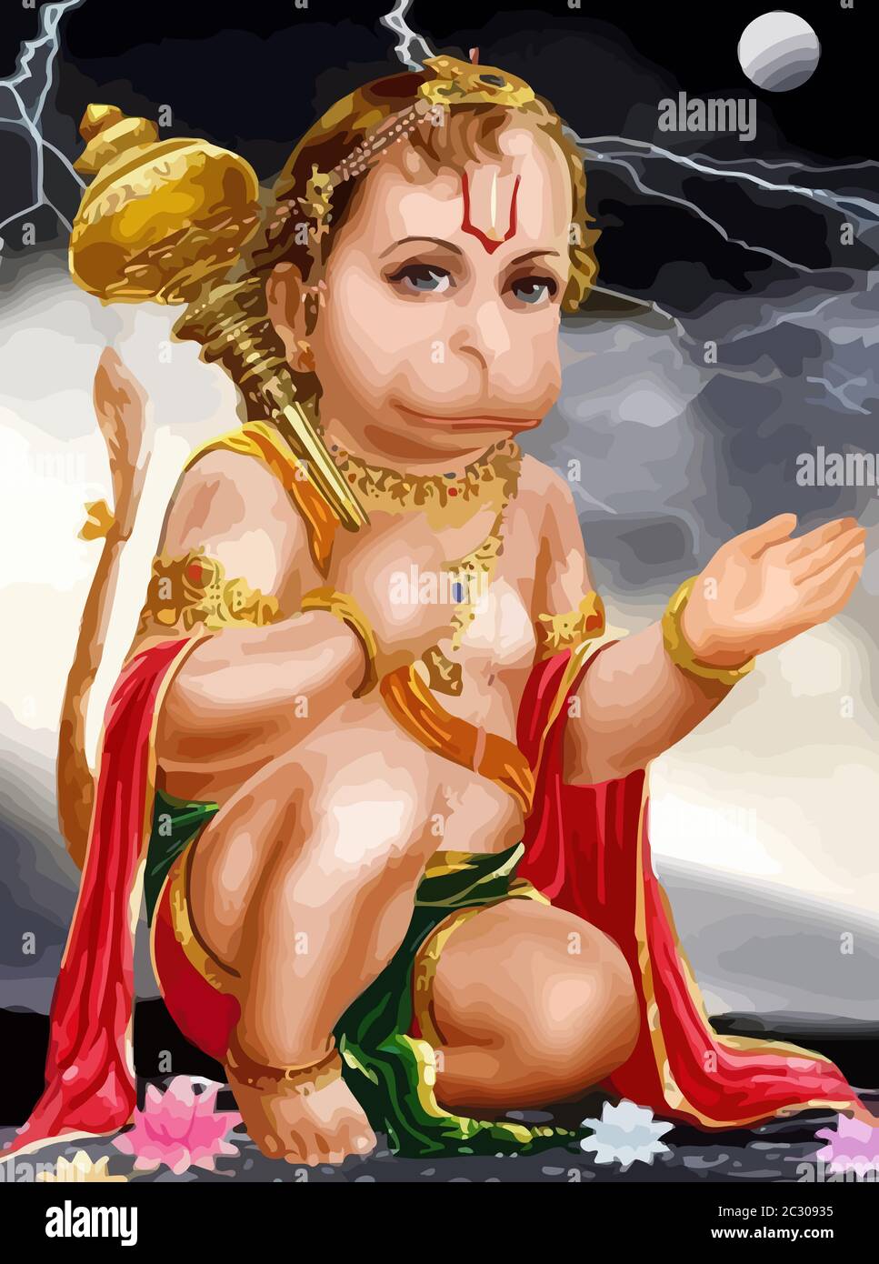 Hanuman gott Affe Baby inder heilige jayanti Illustration Stockfoto