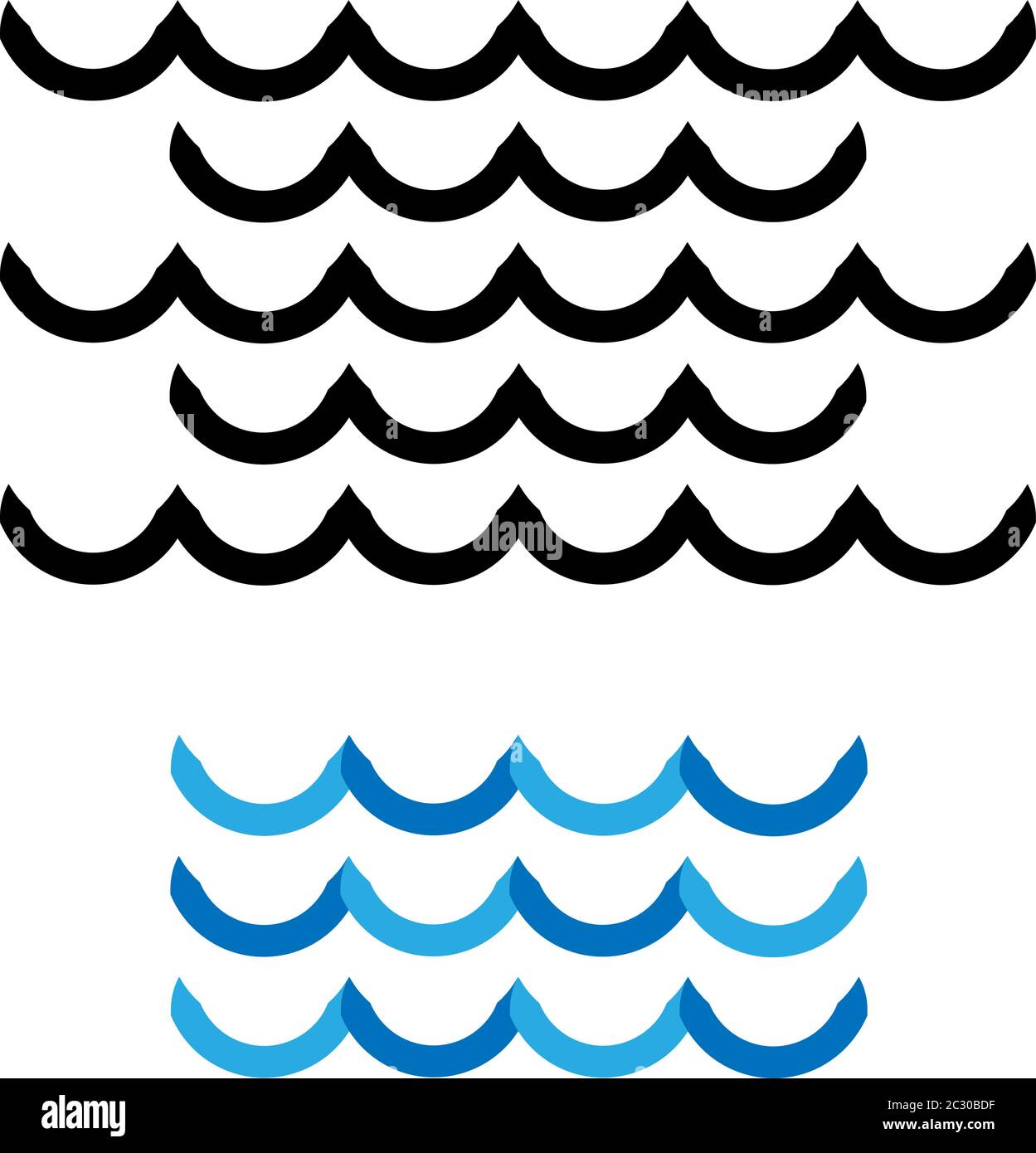 Wasserwellen-Symbol, Wasserwellen-Zeichen Vektor-Kunst Illustration Stock Vektor