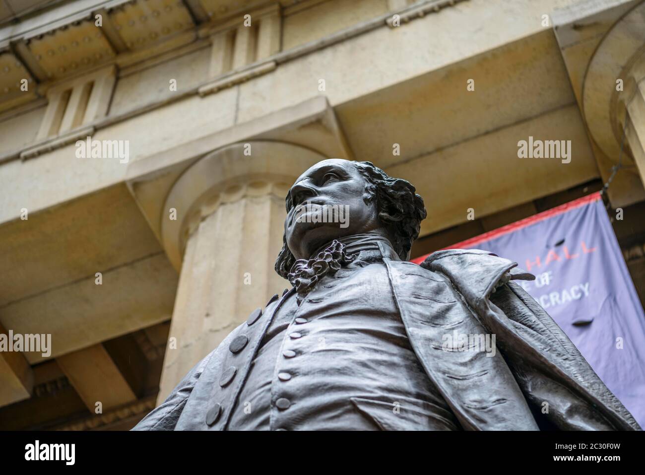 George Washington Memorial vor der Federal Hall in Wall Street, Financial District, Manhattan, New York City, New York State, USA Stockfoto