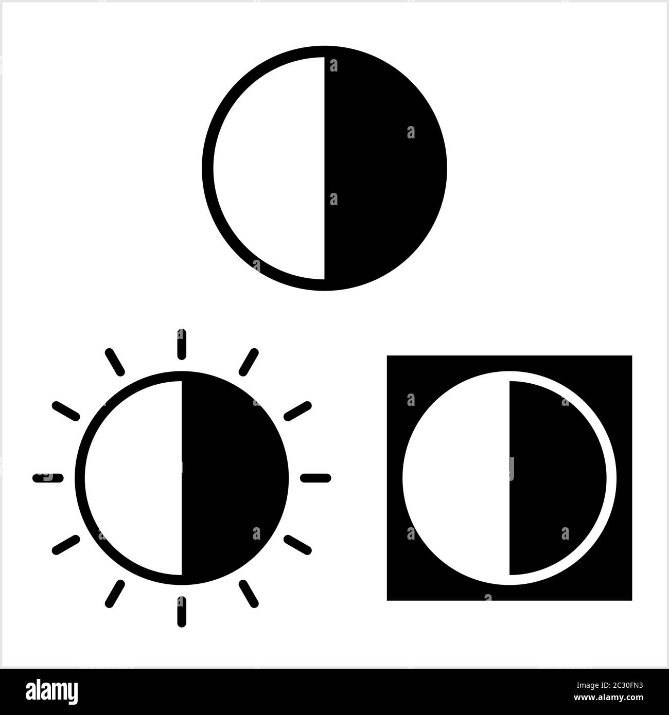 Kontrast-Symbol, Einstellung Des Lichtes Schattierung Vektor-Kunst Illustration Stock Vektor