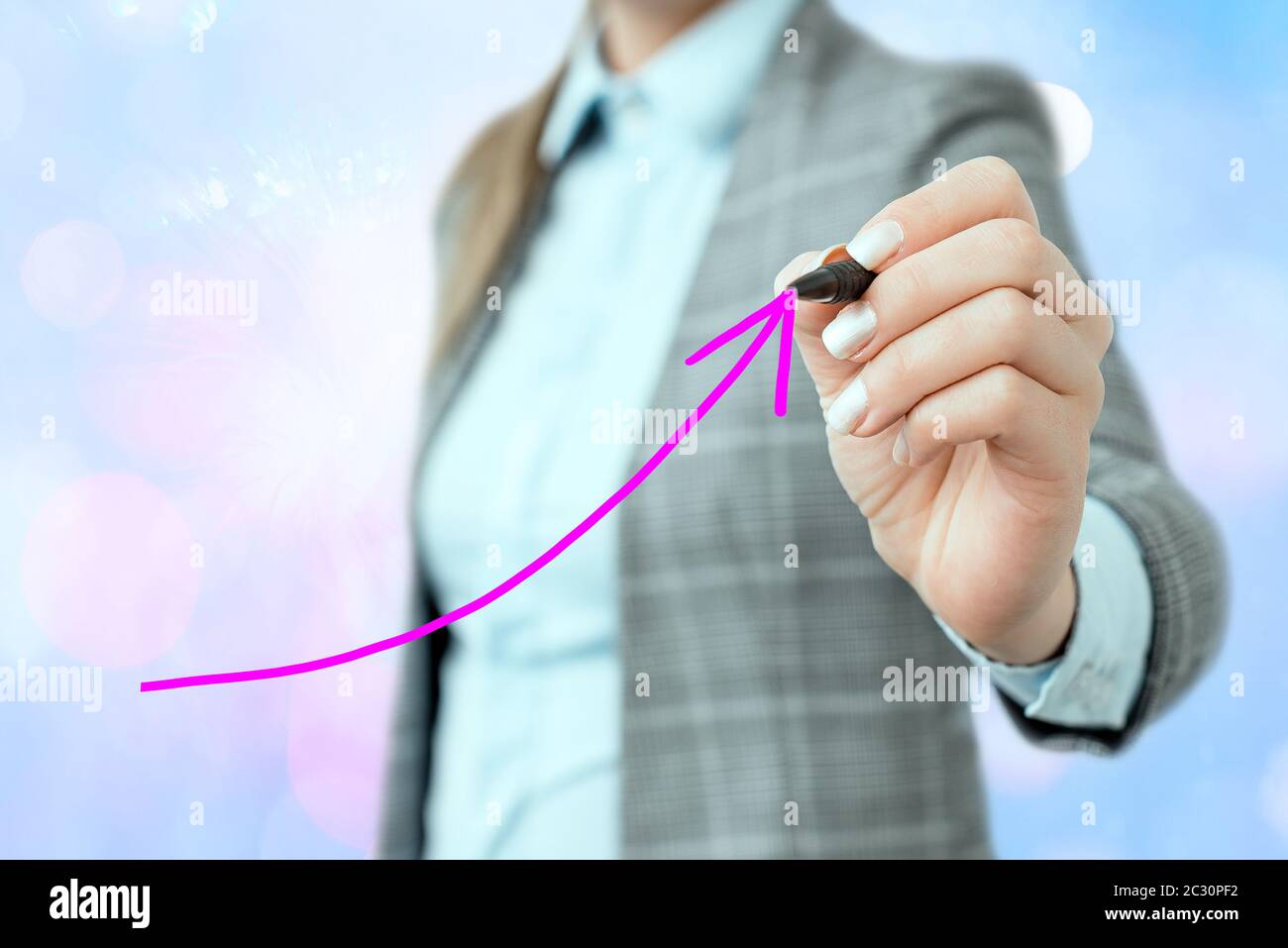 Digital Arrowhead Curve Steigende Aufwärtsbewegung Bezeichnet Das Konzept Der Wachstumsentwicklung Stockfoto