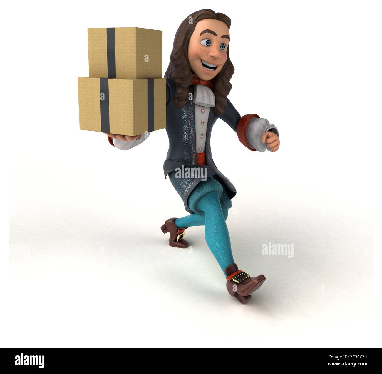 3D-Illustration eines Cartoon-Mannes in historischem, barounischem Kostüm Stockfoto