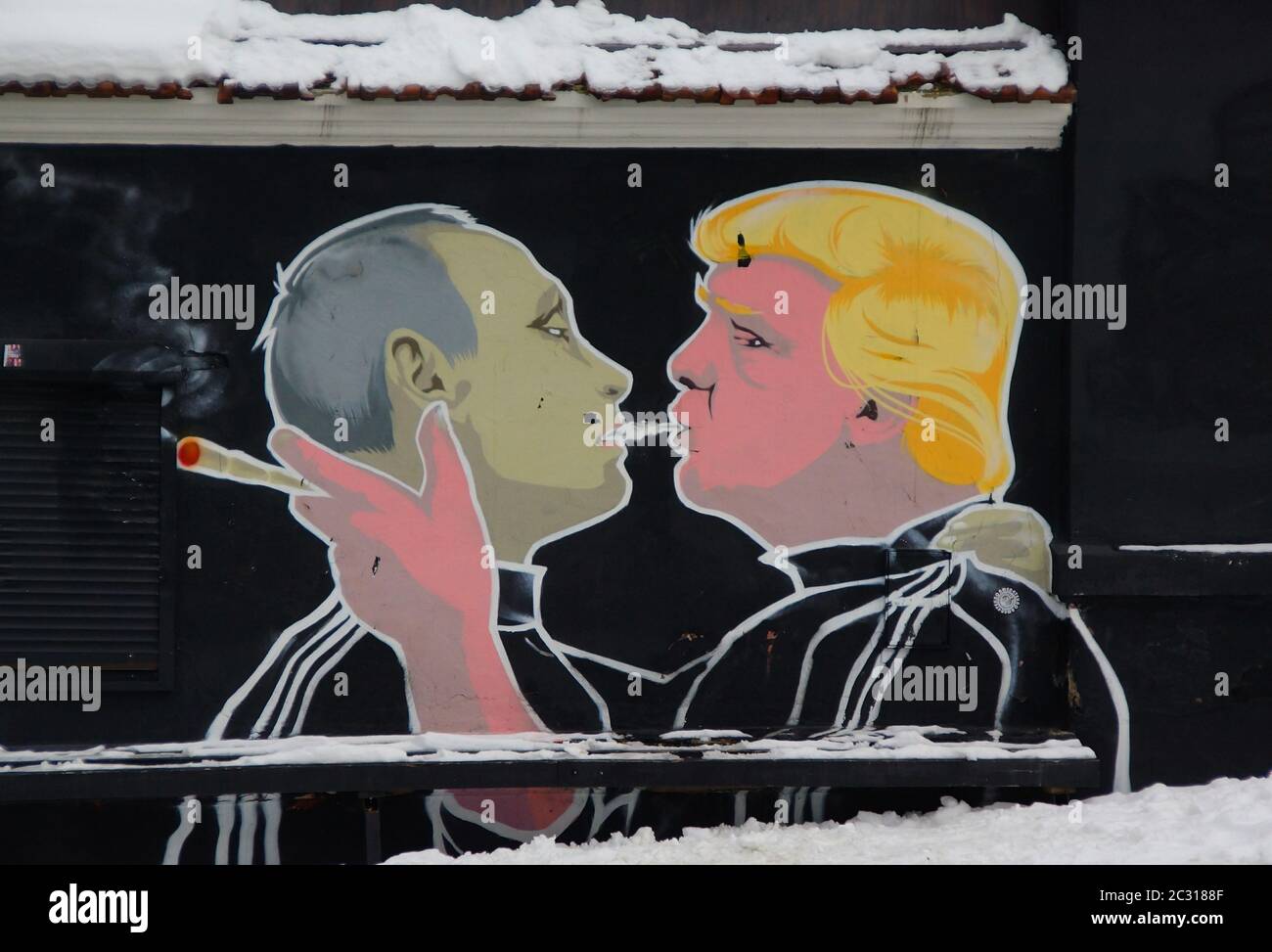 Graffiti auf einer der Straßen von Vilnius Stockfoto