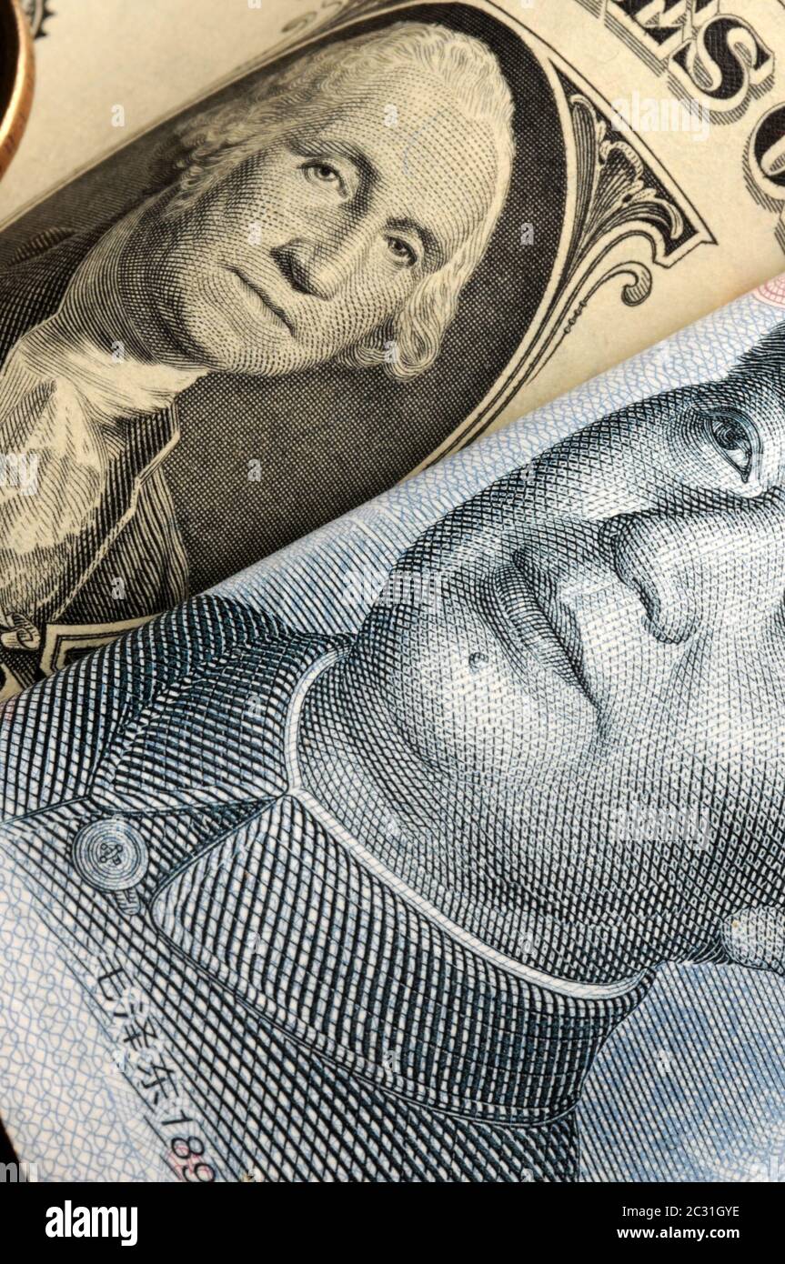 US-Banknote mit chinesischer Währung Stockfoto
